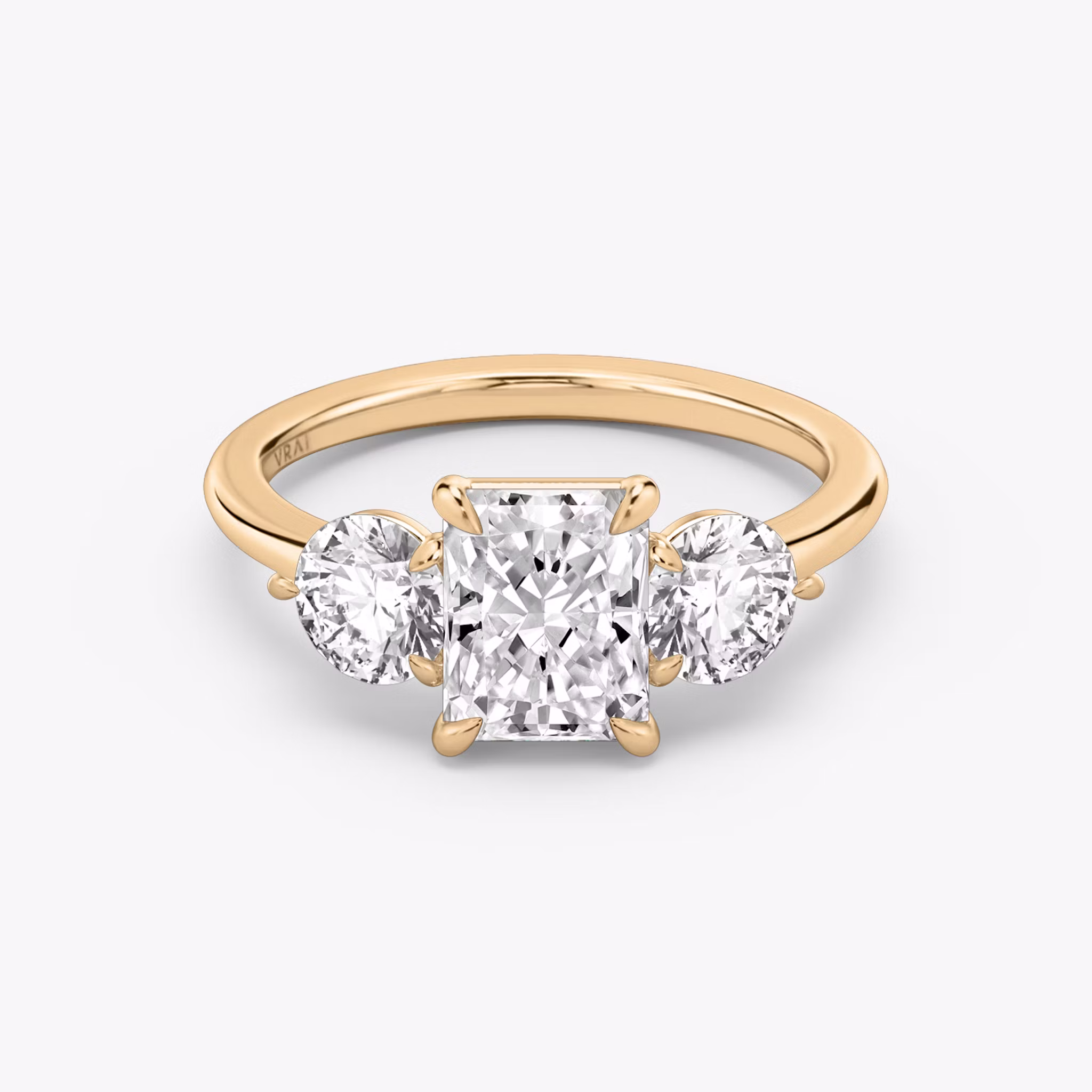 The Three Stone Radiant | Rose Gold