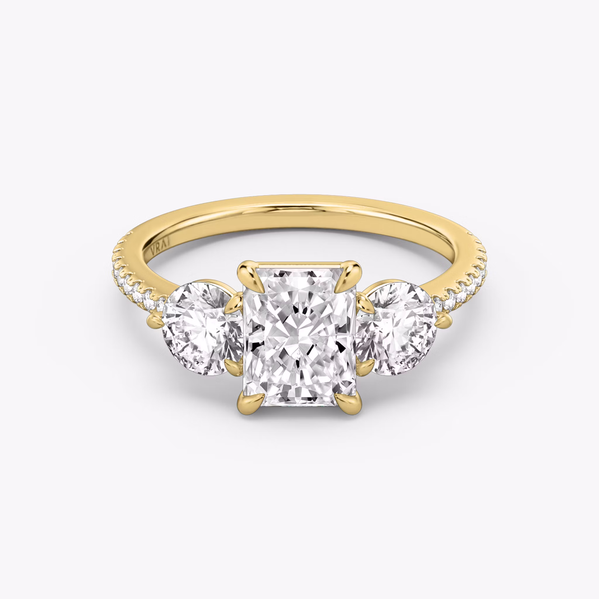 The Three Stone Radiant | Yellow Gold