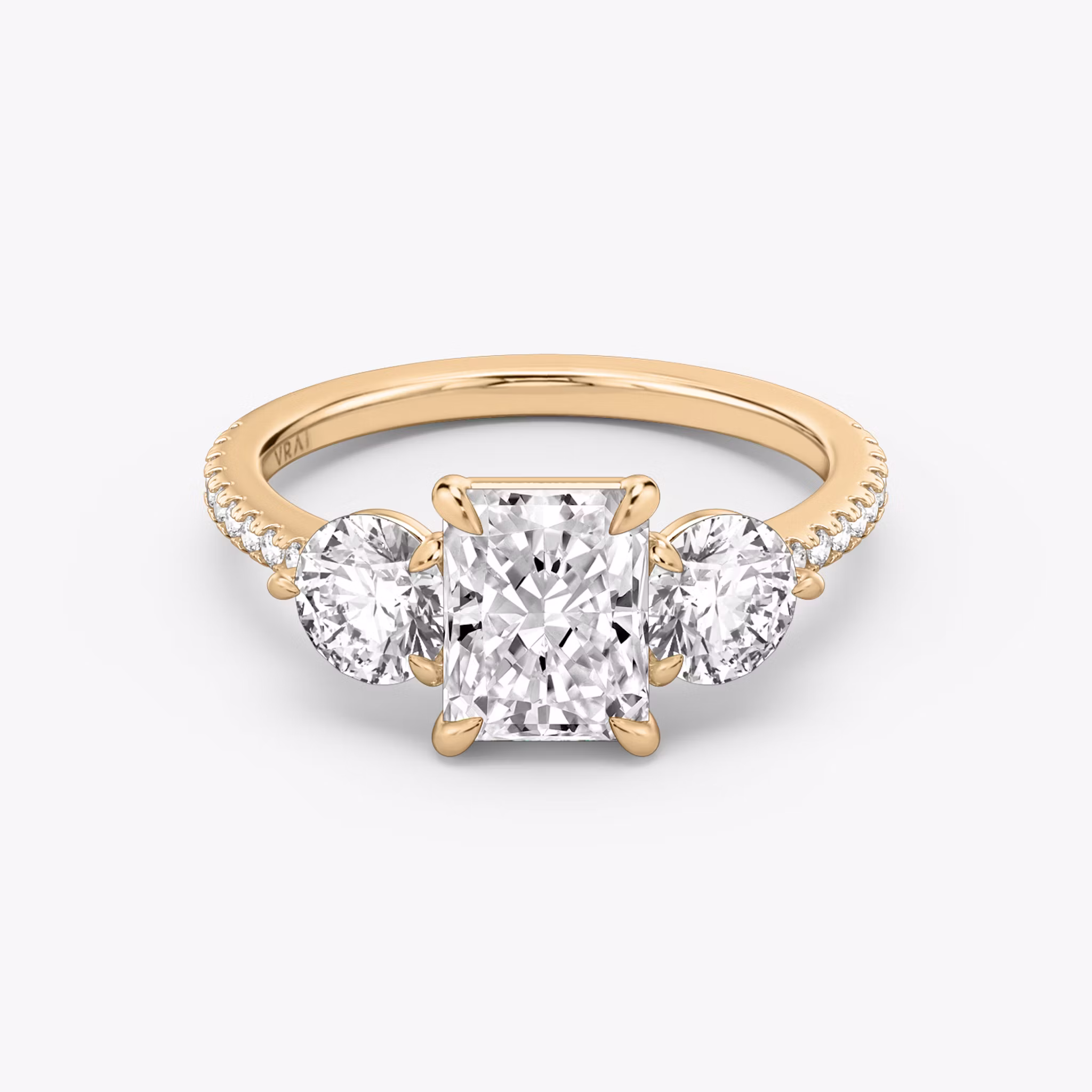 The Three Stone Radiant | Rose Gold