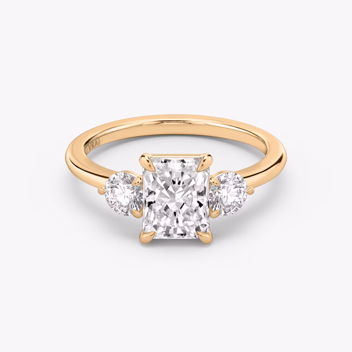 The Three Stone Radiant | Rose Gold