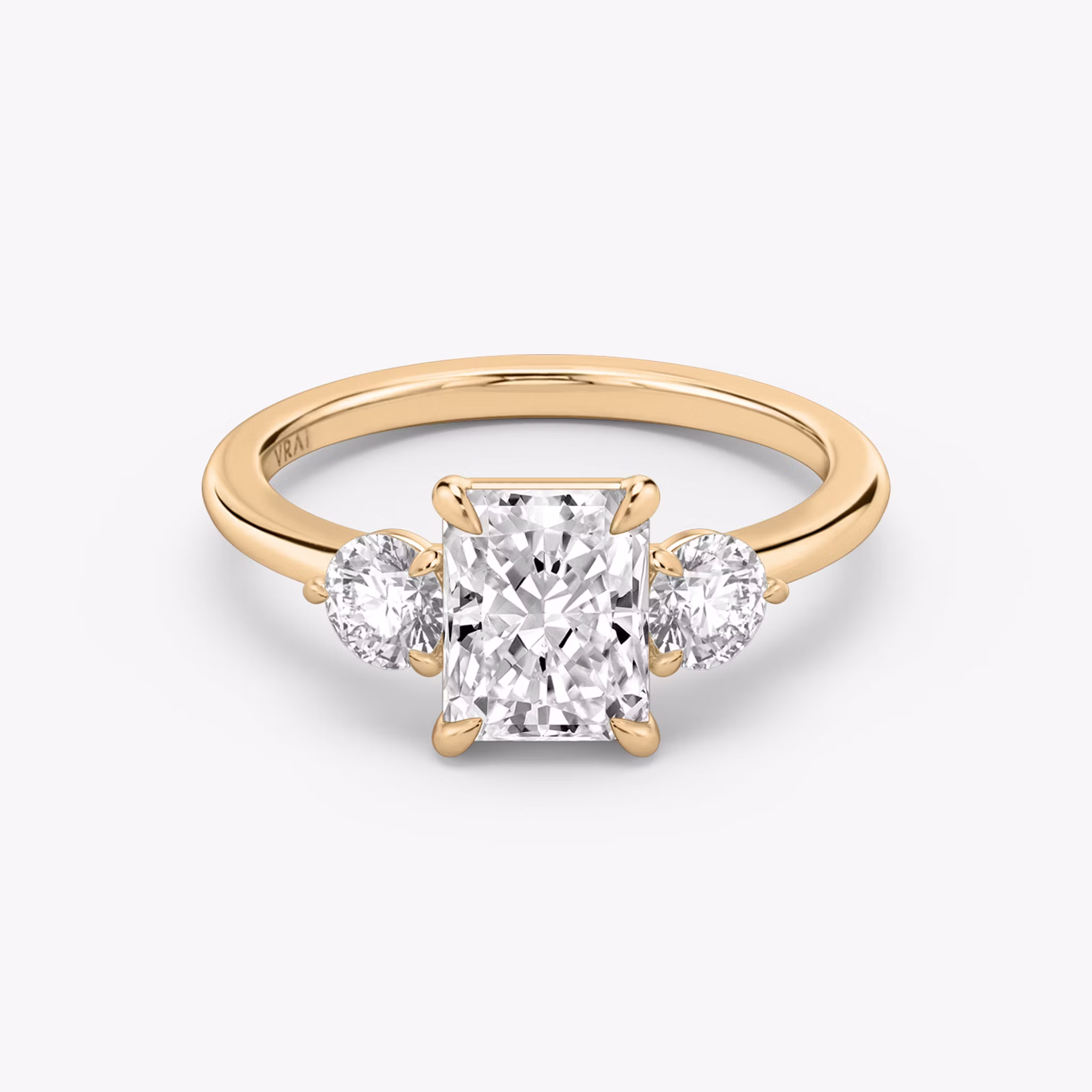 The Three Stone Radiant | Rose Gold