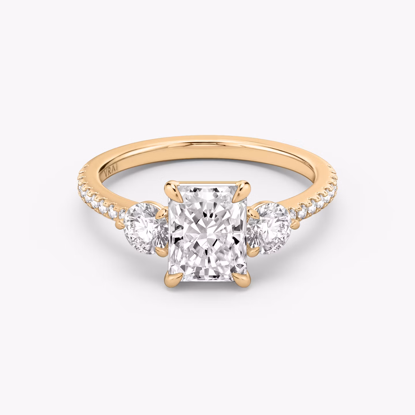 The Three Stone Radiant | Rose Gold