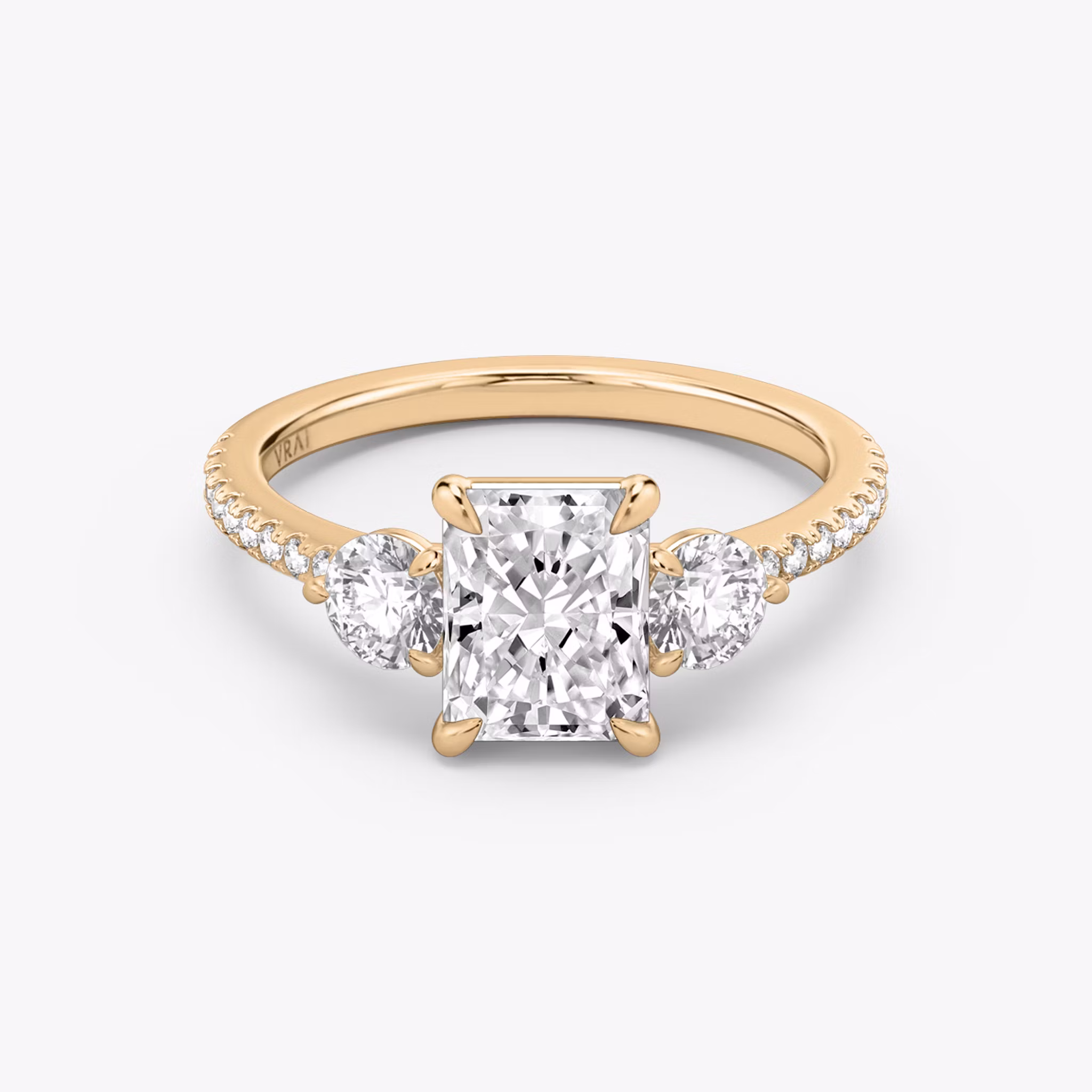 The Three Stone Radiant | Rose Gold