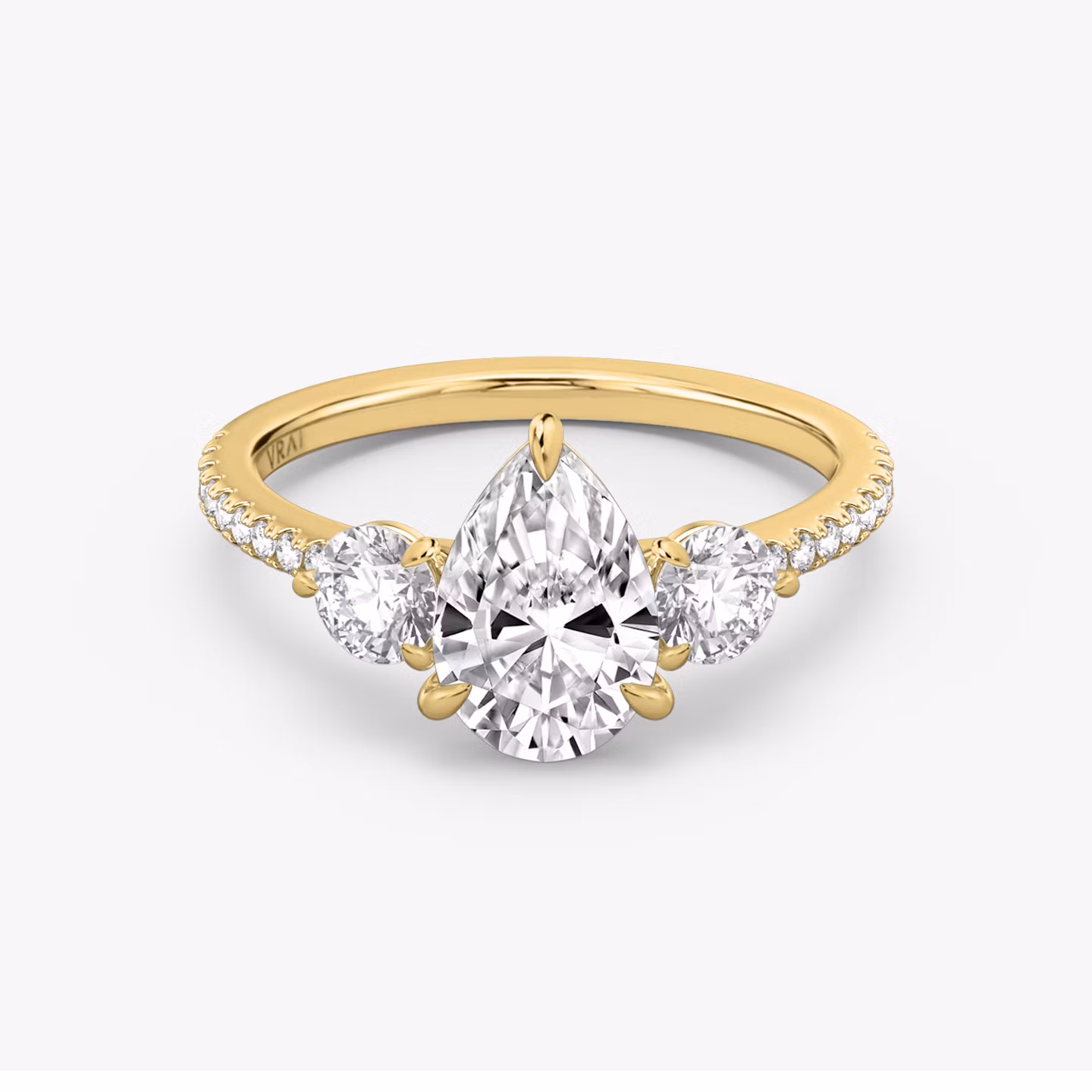The Three Stone Pear | Yellow Gold