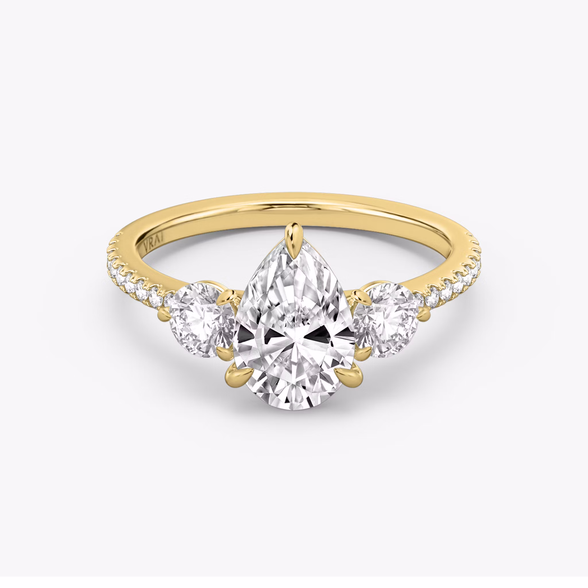 The Three Stone Pear | Yellow Gold