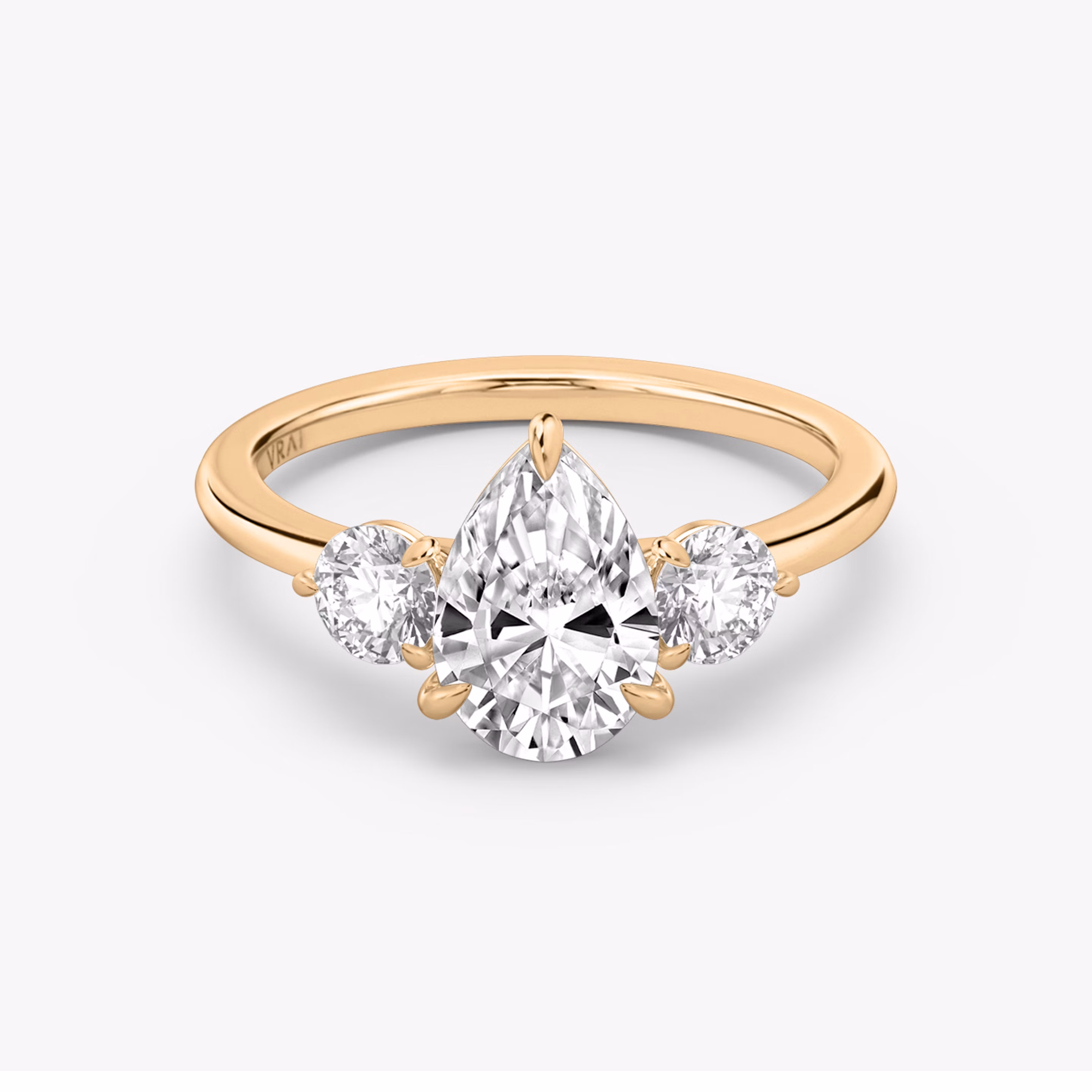 Three stone Pear Diamond Engagement Ring