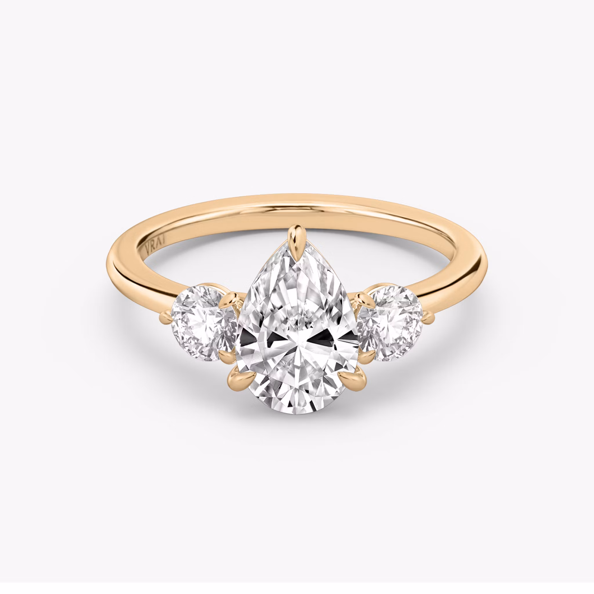 Three Stone Pear | Rose Gold