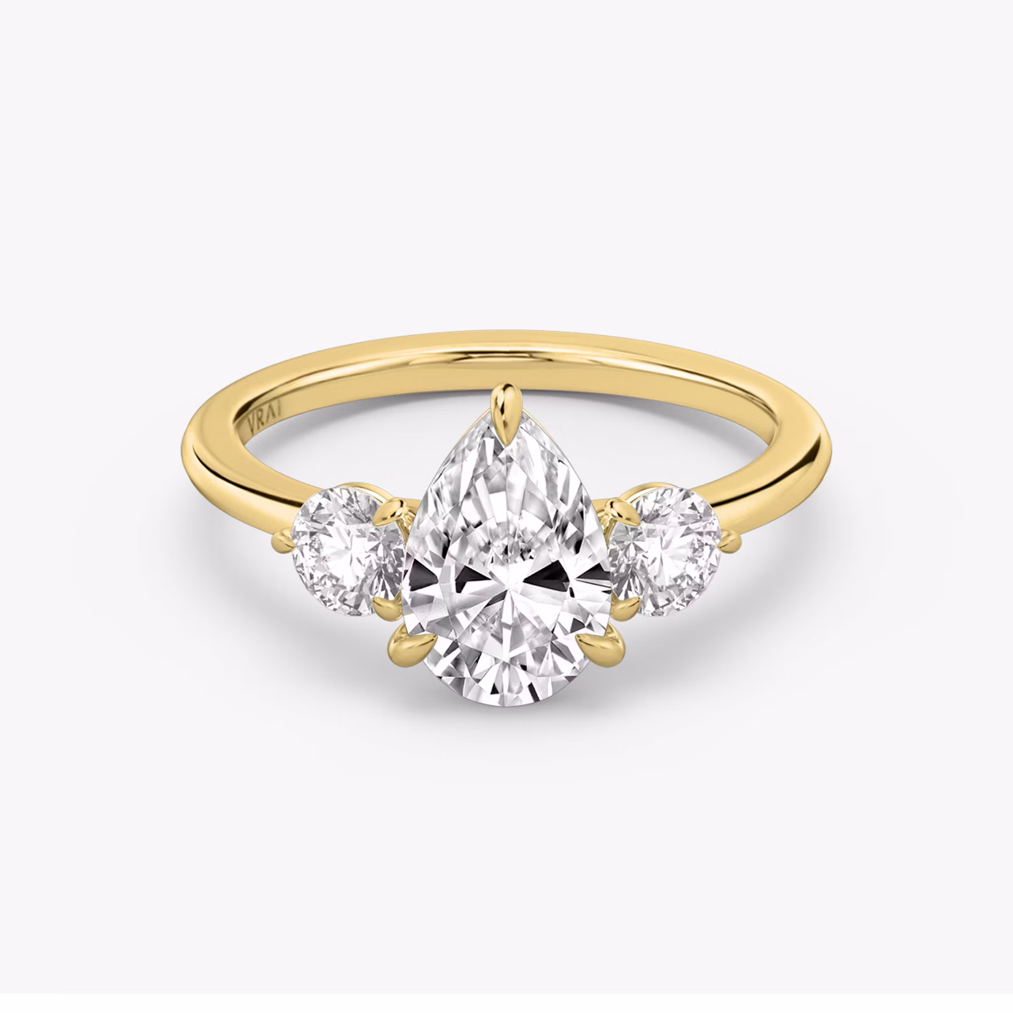 Three Stone Pear | Yellow Gold