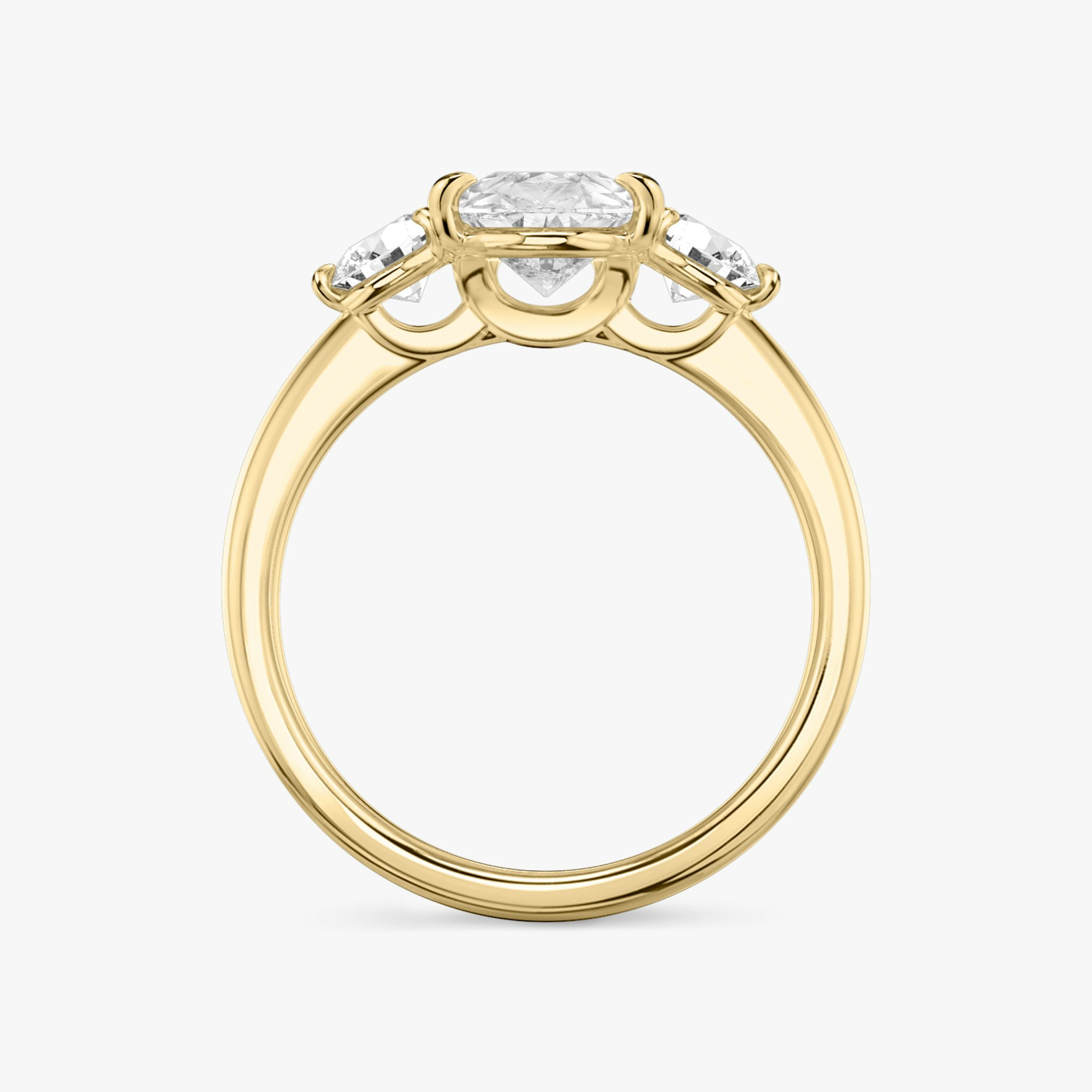 The Three Stone | Pear | 18k | Yellow Gold | bandAccent: Plain | sideStoneCarat: 0.25ct | sideStoneShape: Round Brilliant | diamondOrientation: vertical | caratWeight: other