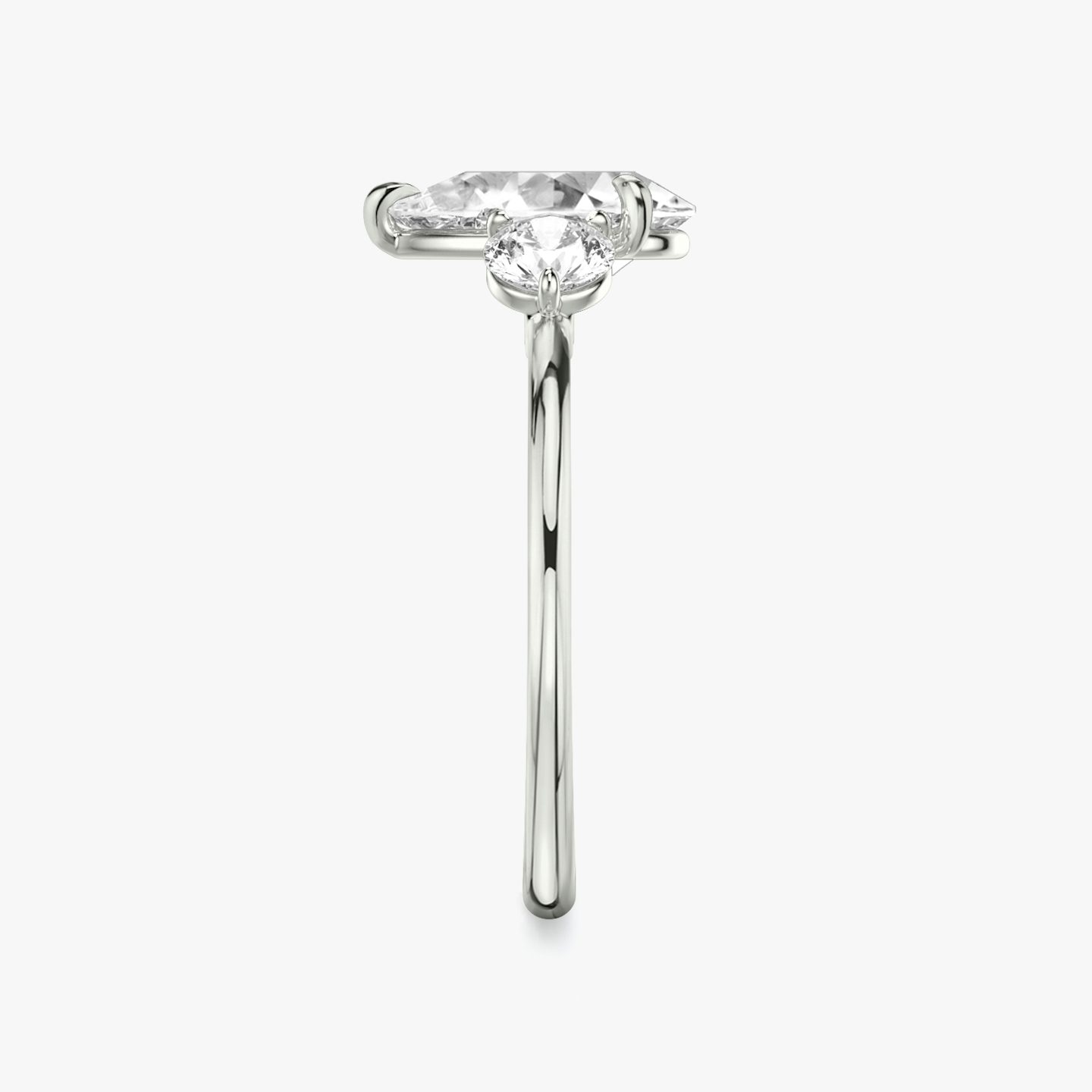 The Three Stone | Pear | 18k | White Gold | bandAccent: Plain | sideStoneCarat: 0.25ct | sideStoneShape: Round Brilliant | diamondOrientation: vertical | caratWeight: other