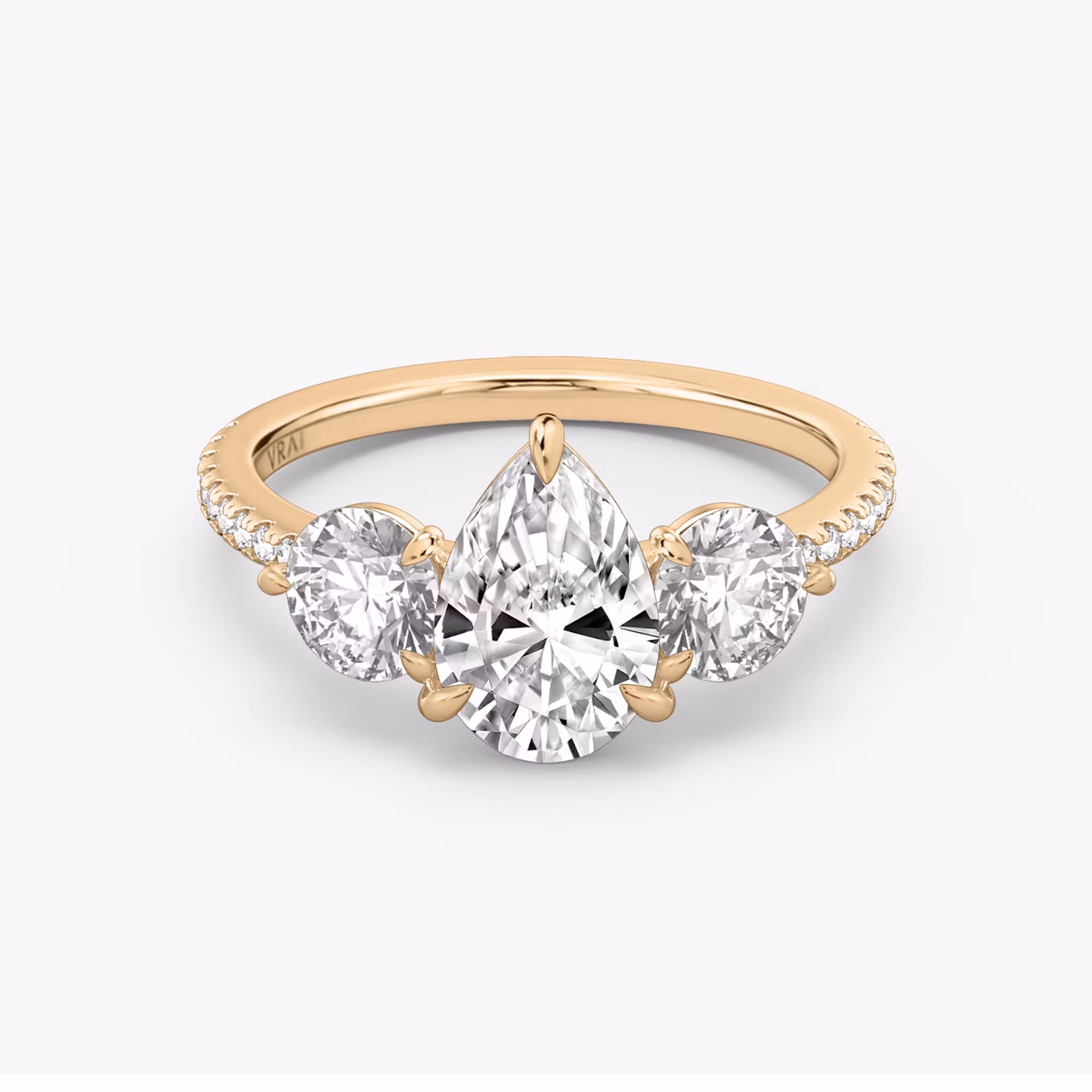 Three Stone Pear | Rose Gold
