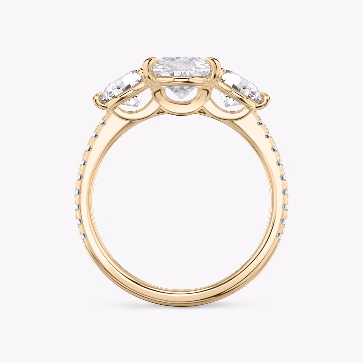 Three Stone | Tropfen | 14k | Roségold | bandAccent: Mit Pavé-Besatz | sideStoneCarat: 0.50ct | sideStoneShape: Rund | diamondOrientation: vertical | caratWeight: other