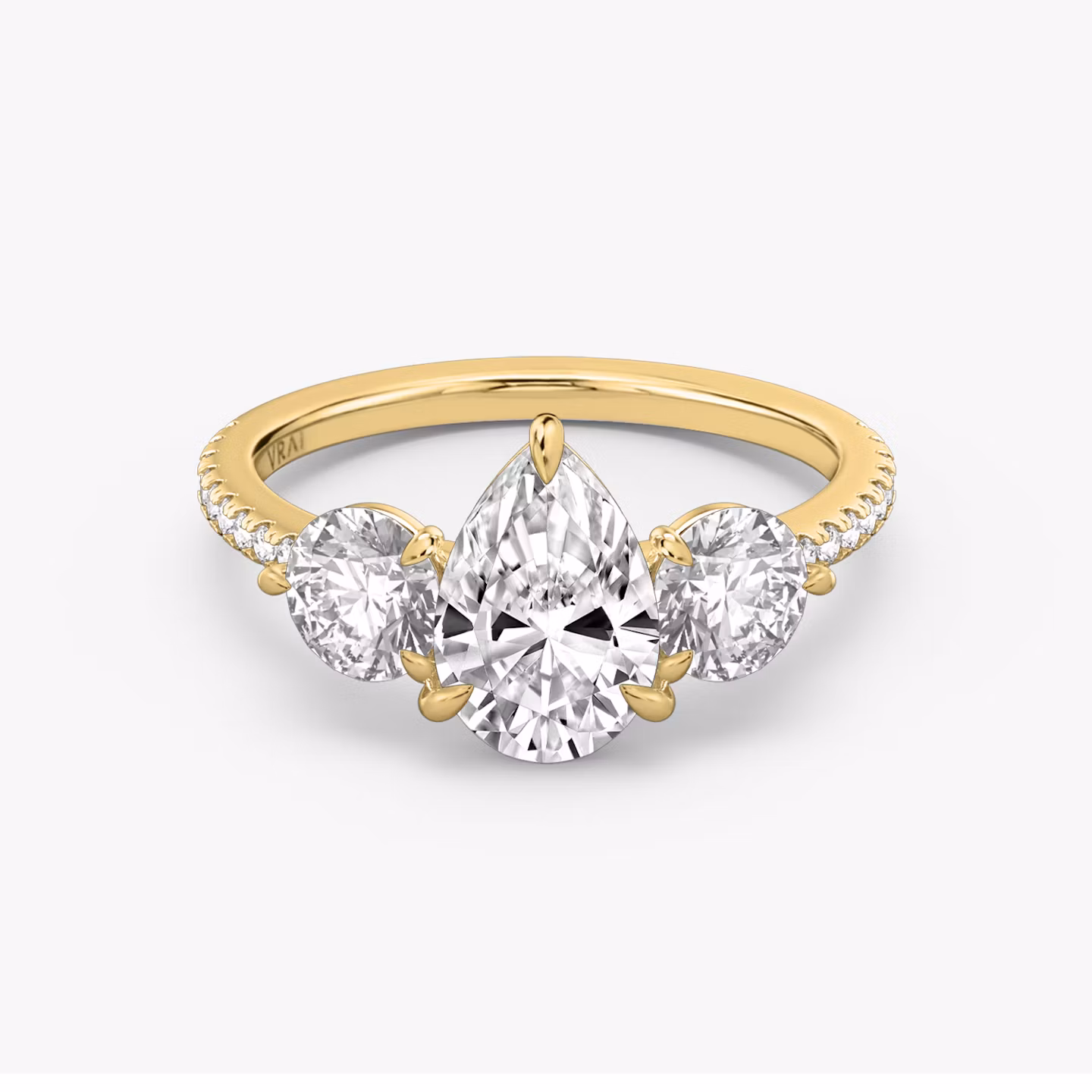 The Three Stone Pear | Yellow Gold