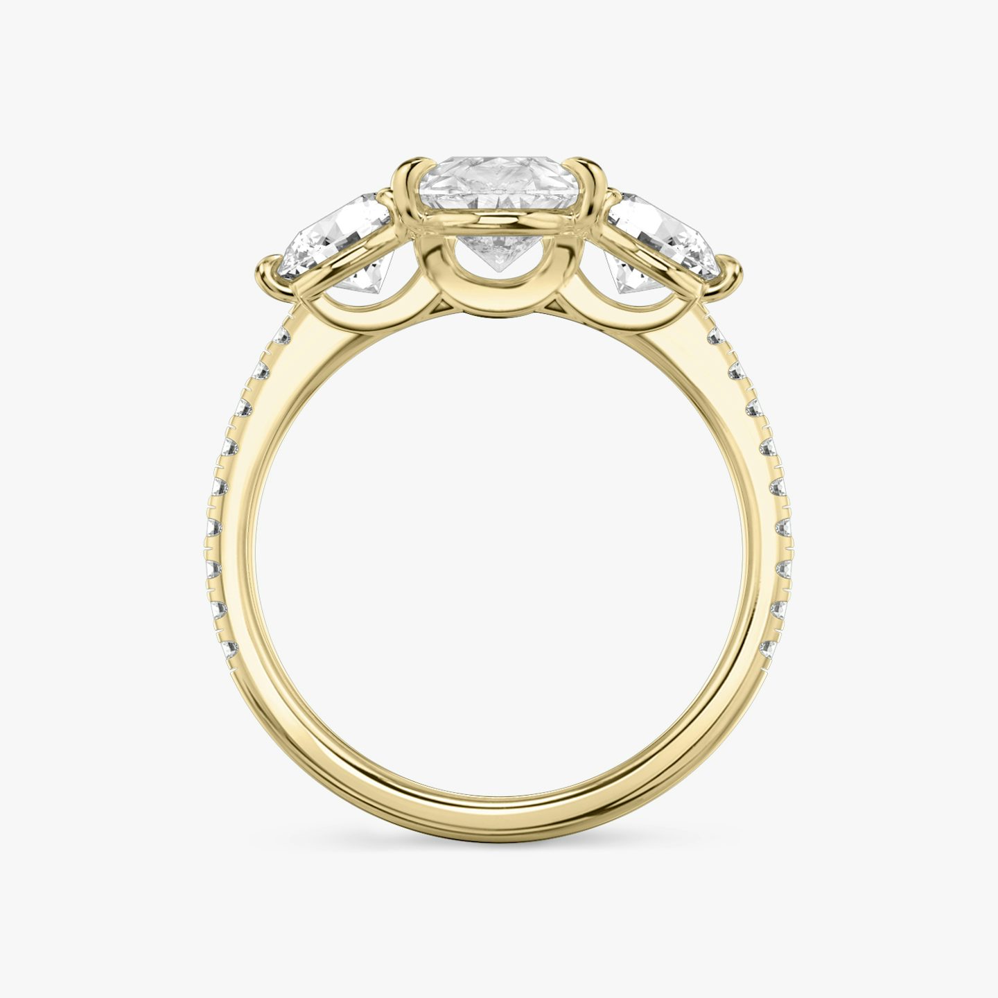 Three Stone | Tropfen | 18k | Gelbgold | bandAccent: Mit Pavé-Besatz | sideStoneCarat: 0.50ct | sideStoneShape: Rund | diamondOrientation: vertical | caratWeight: other