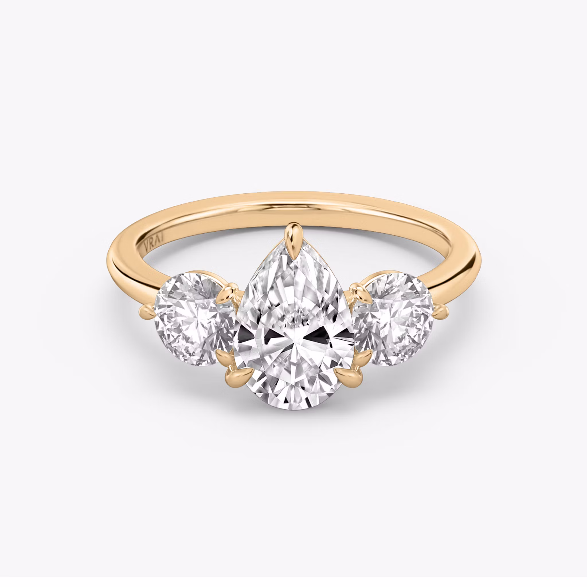 Three Stone Pear | Rose Gold
