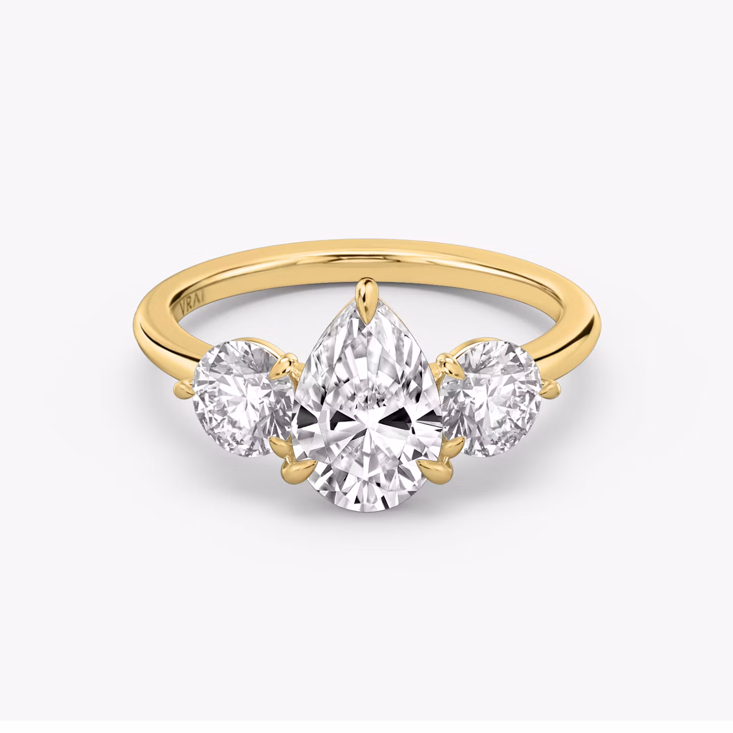 The Three Stone Pear | Yellow Gold