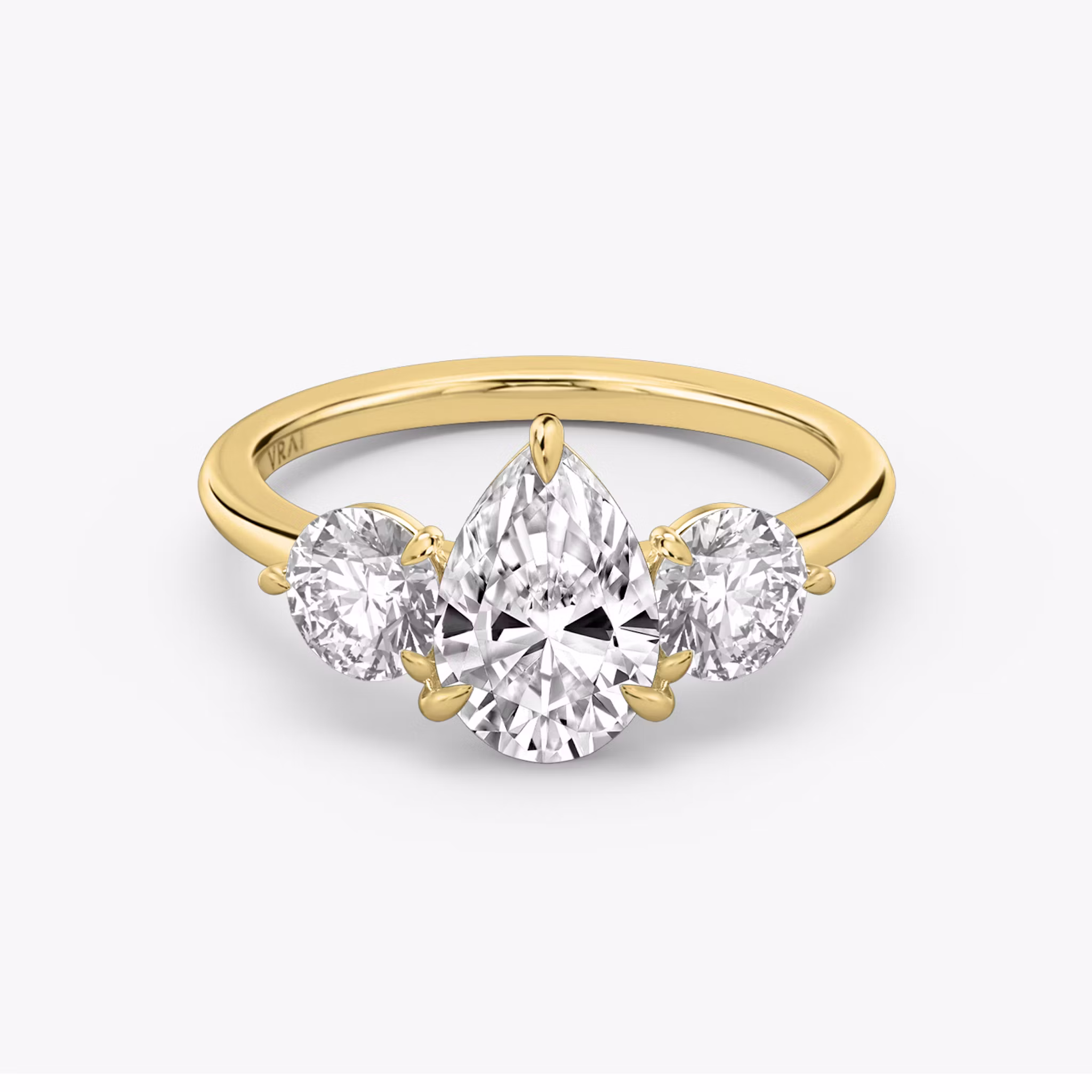 The Three Stone Pear | Yellow Gold