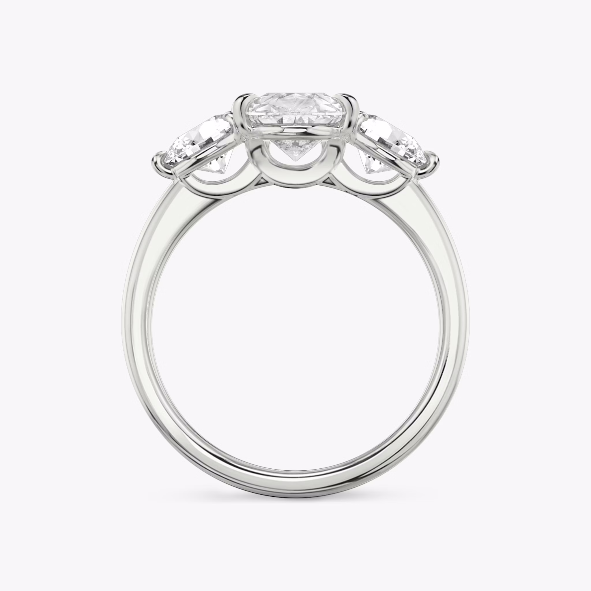 The Three Stone | Pear | 18k | White Gold | bandAccent: Plain | sideStoneCarat: 0.50ct | sideStoneShape: Round Brilliant | diamondOrientation: vertical | caratWeight: other