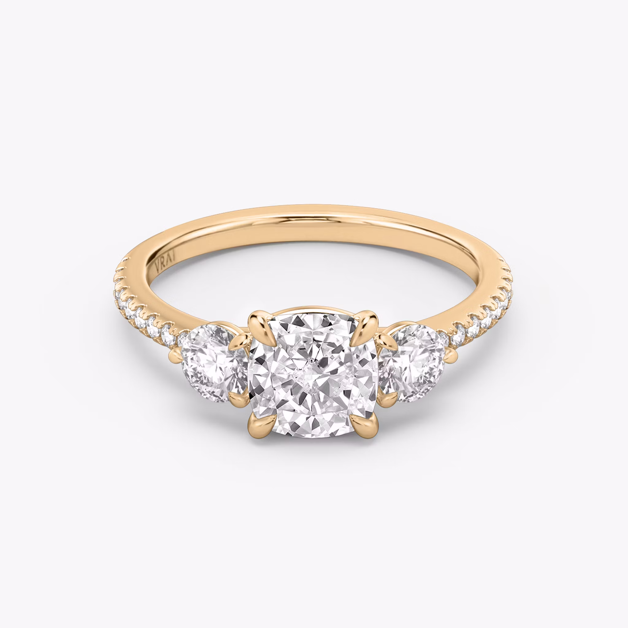 The Three Stone Cushion | Rose Gold