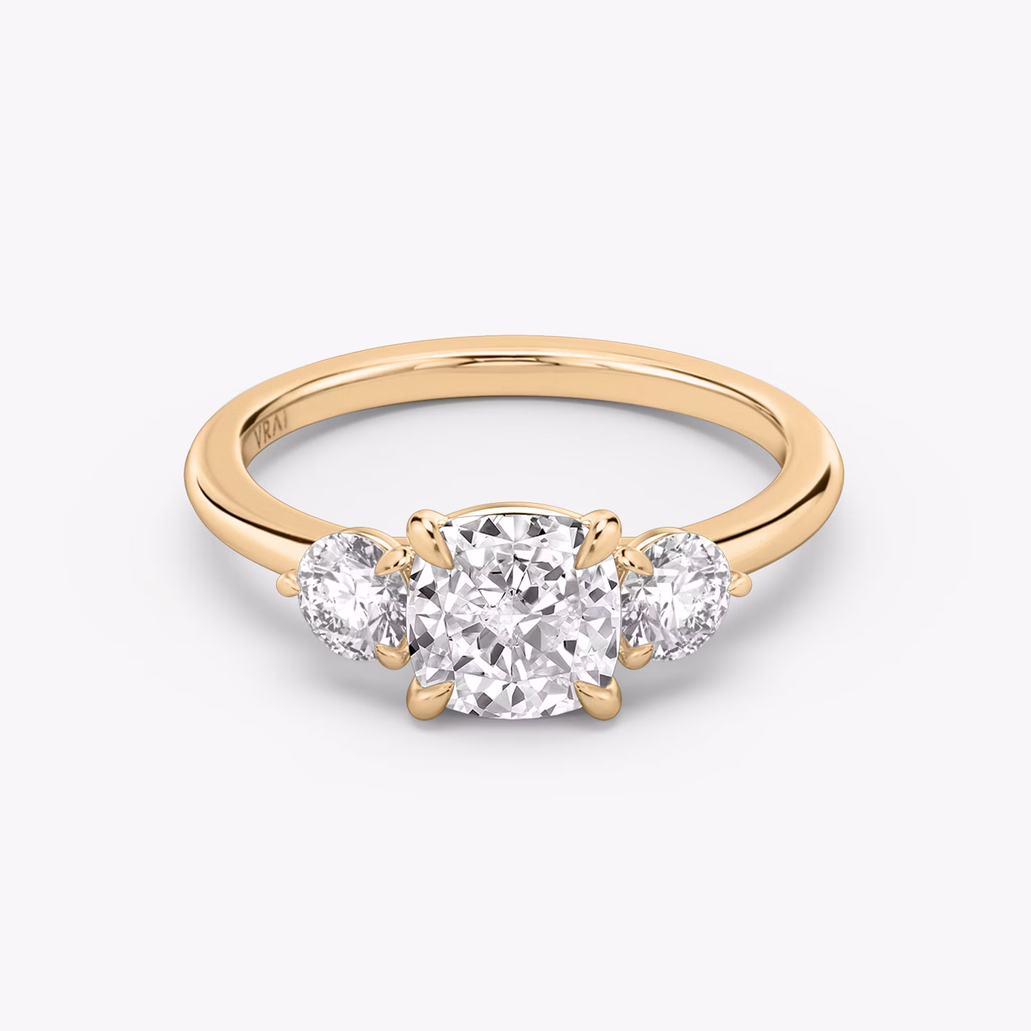 The Three Stone Cushion | Rose Gold