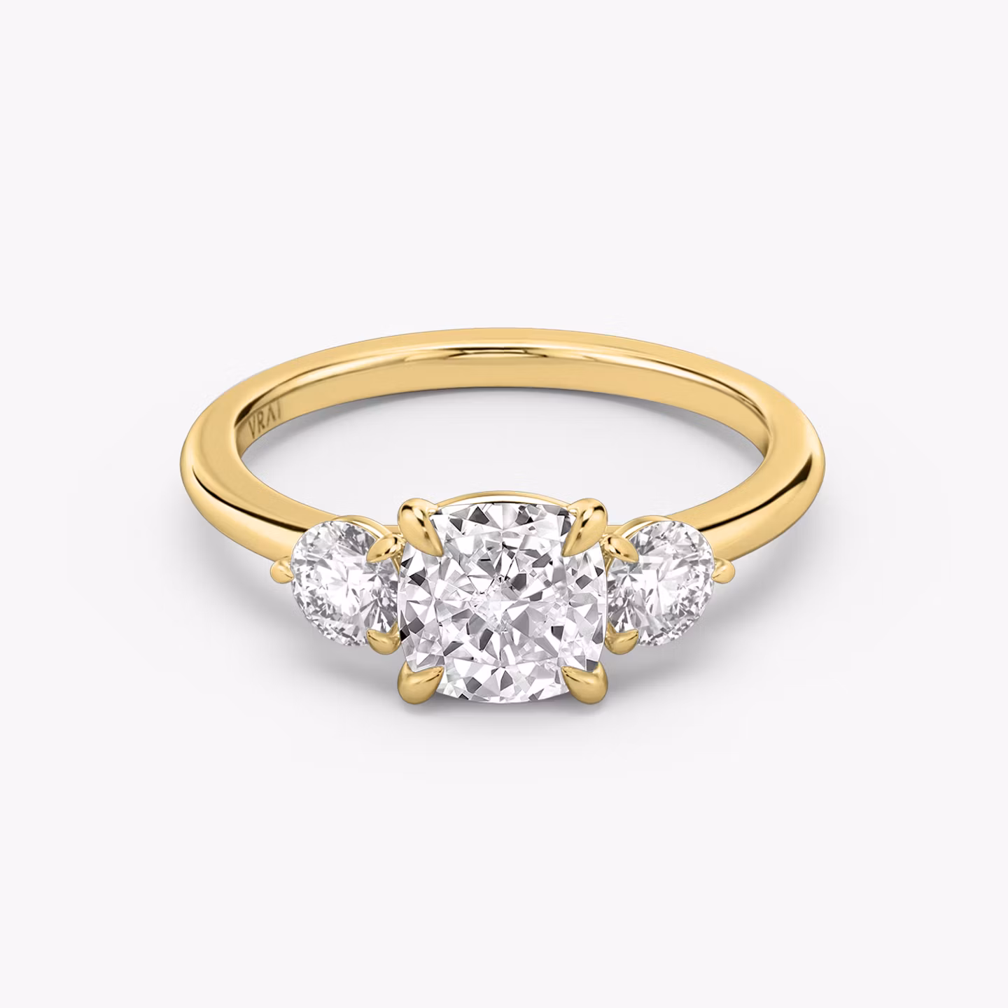 The Three Stone Cushion | Yellow Gold