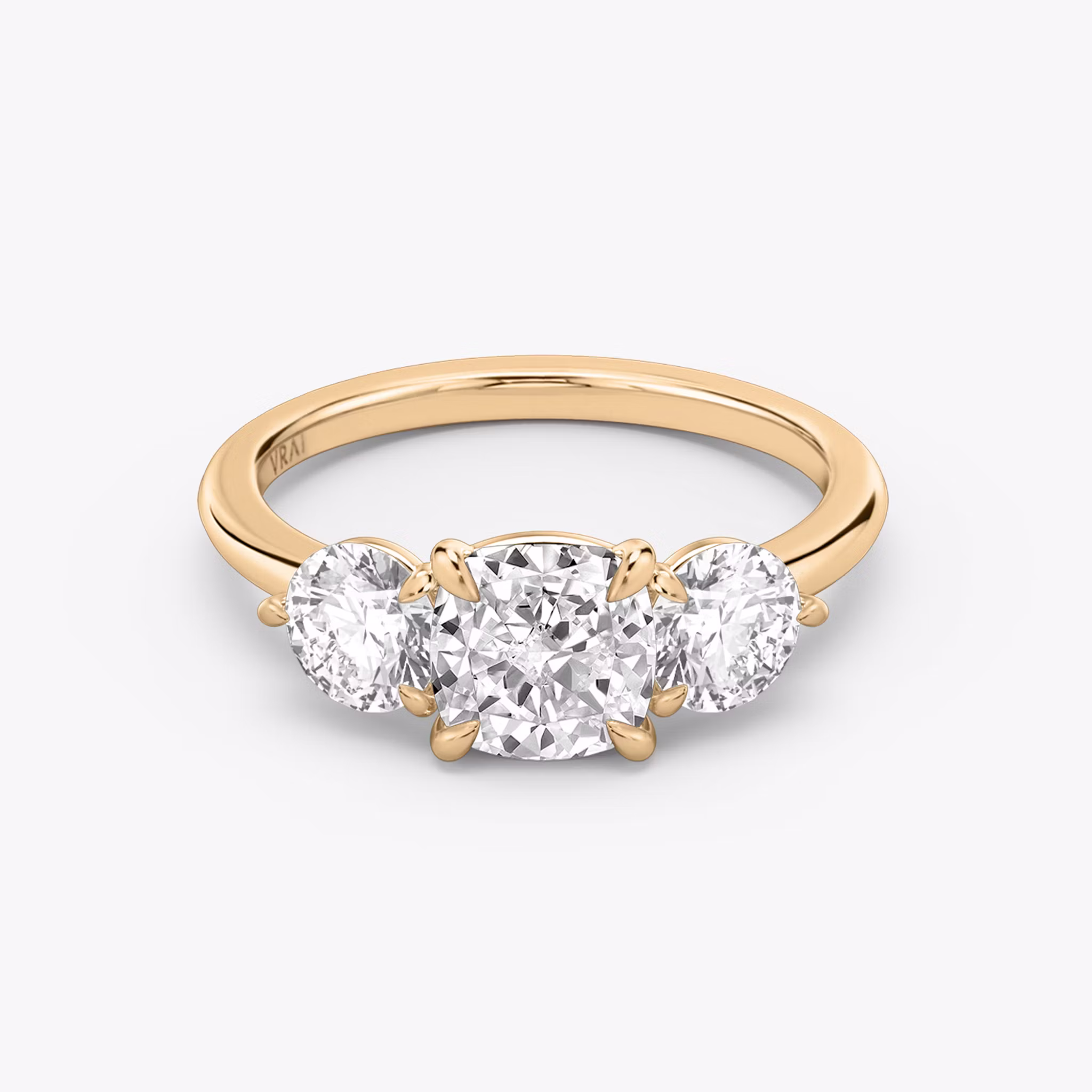 The Three Stone Cushion | Rose Gold