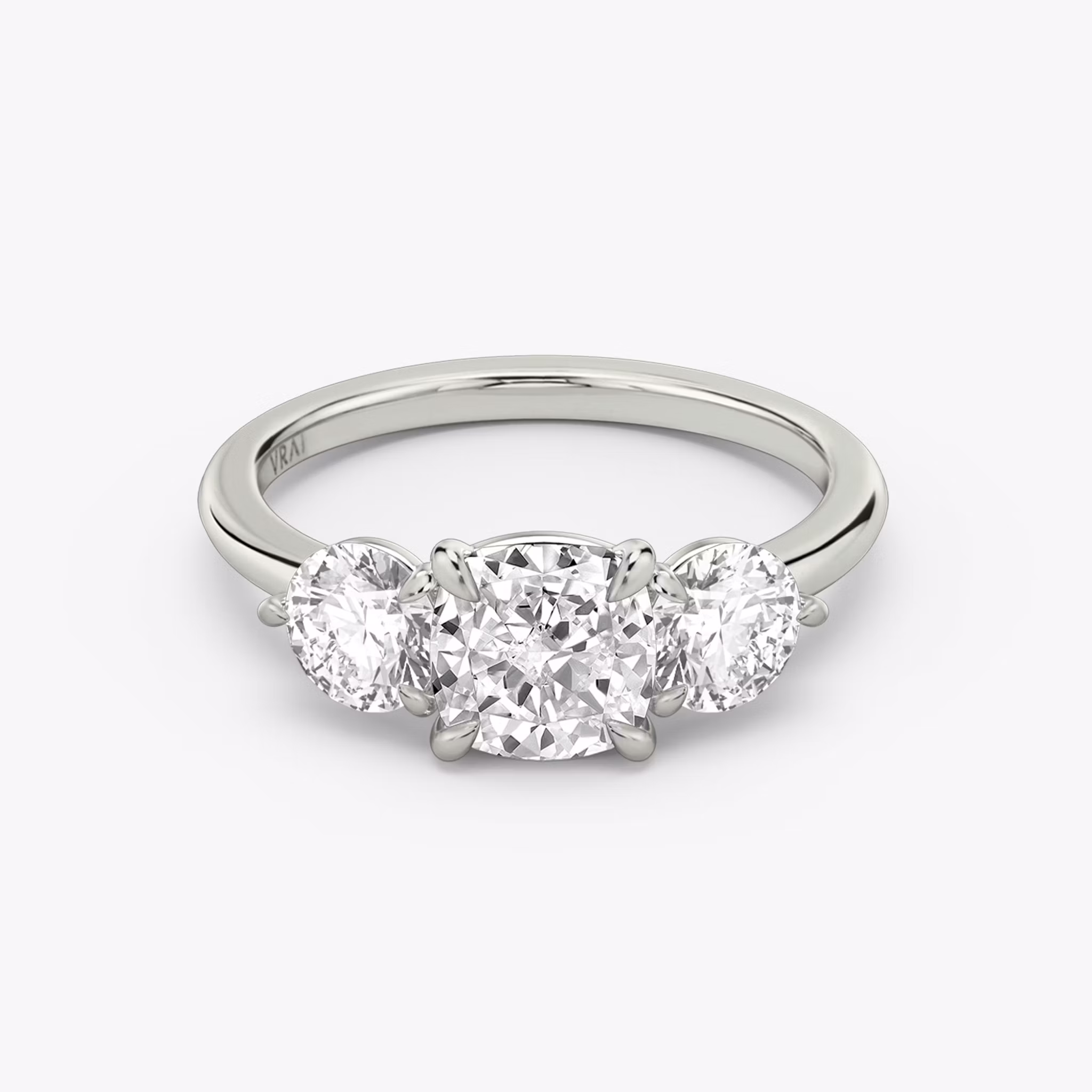 Three Stone Cushion | Platinum