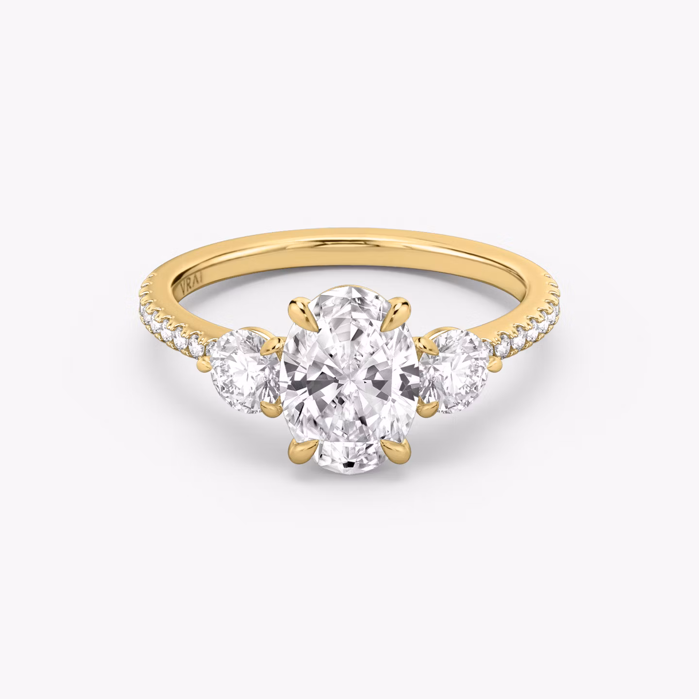 The Three Stone Oval | Yellow Gold