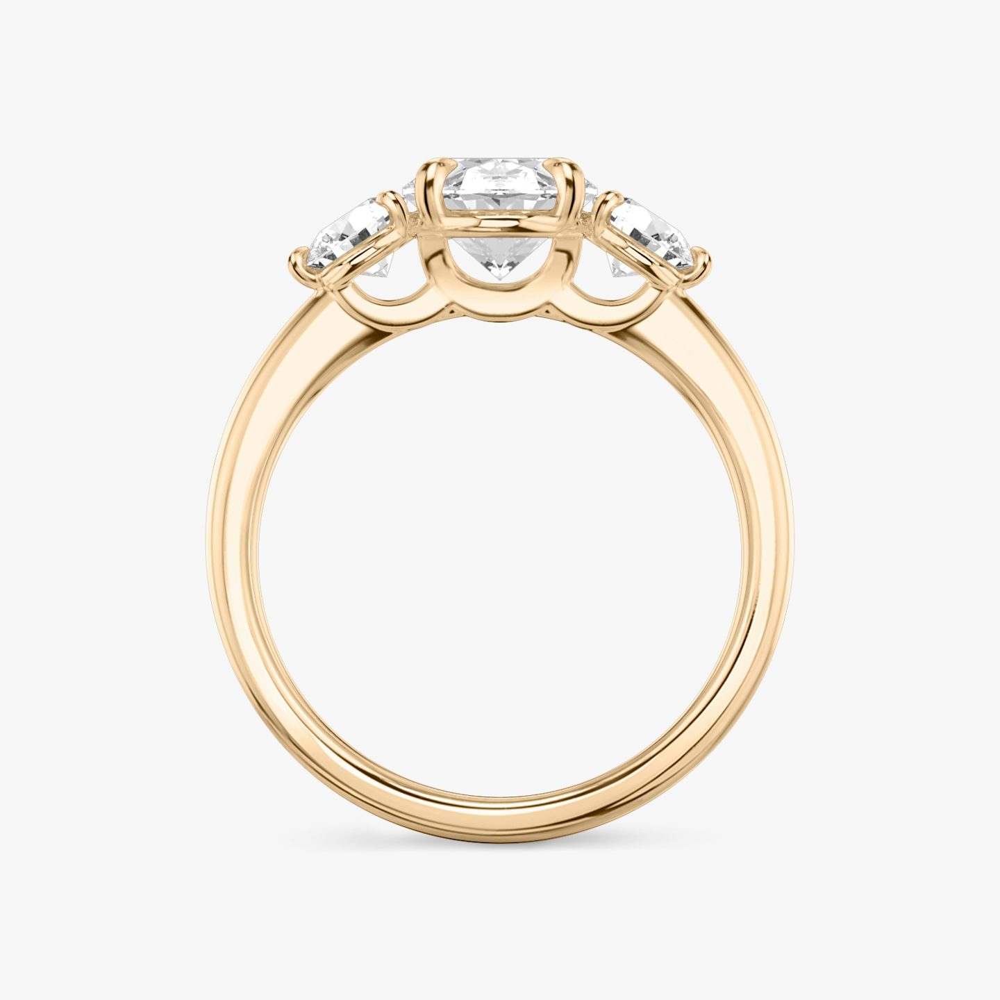 The Three Stone | Oval | 14k | Rose Gold | bandAccent: Plain | sideStoneCarat: 0.25ct | sideStoneShape: Round Brilliant | diamondOrientation: vertical | caratWeight: other