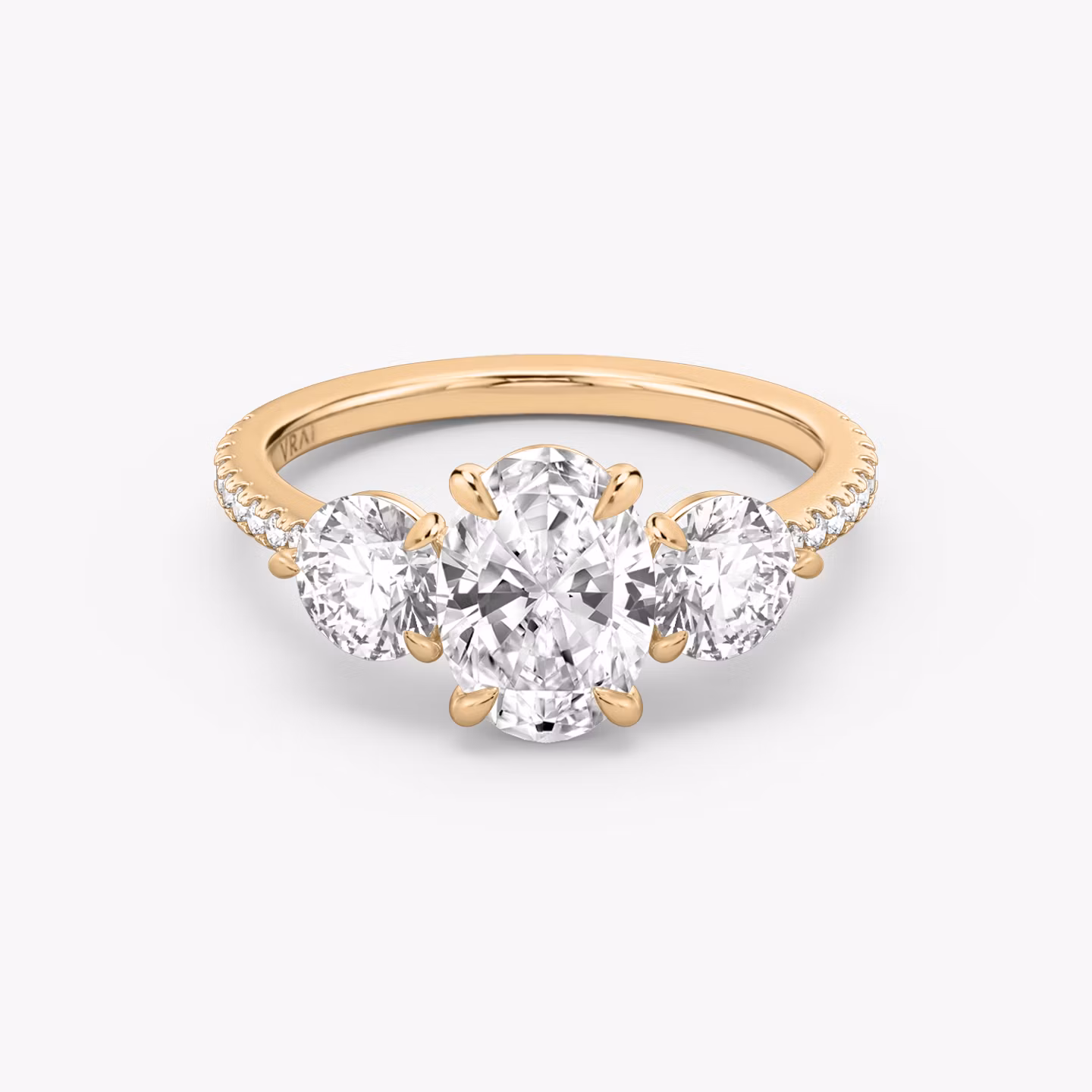 The Three Stone Oval | Rose Gold
