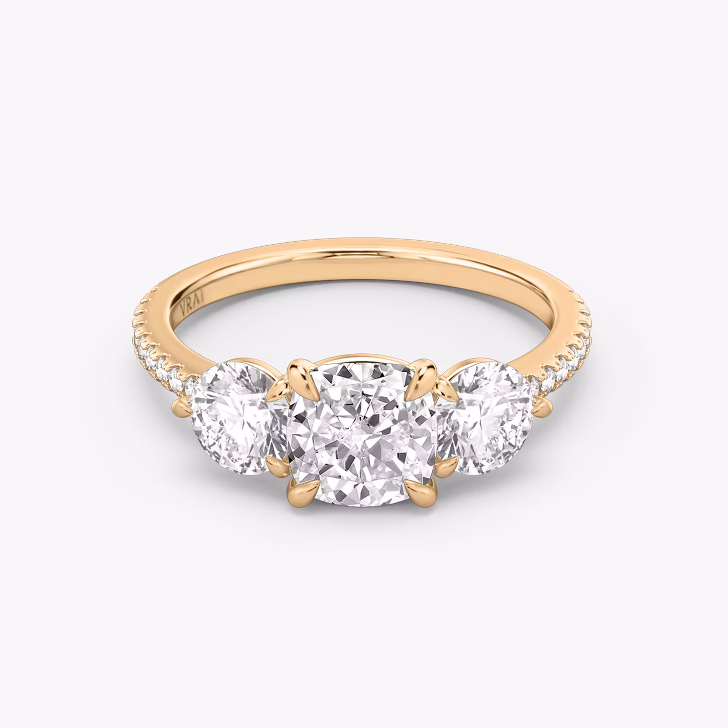 The Three Stone Cushion | Rose Gold