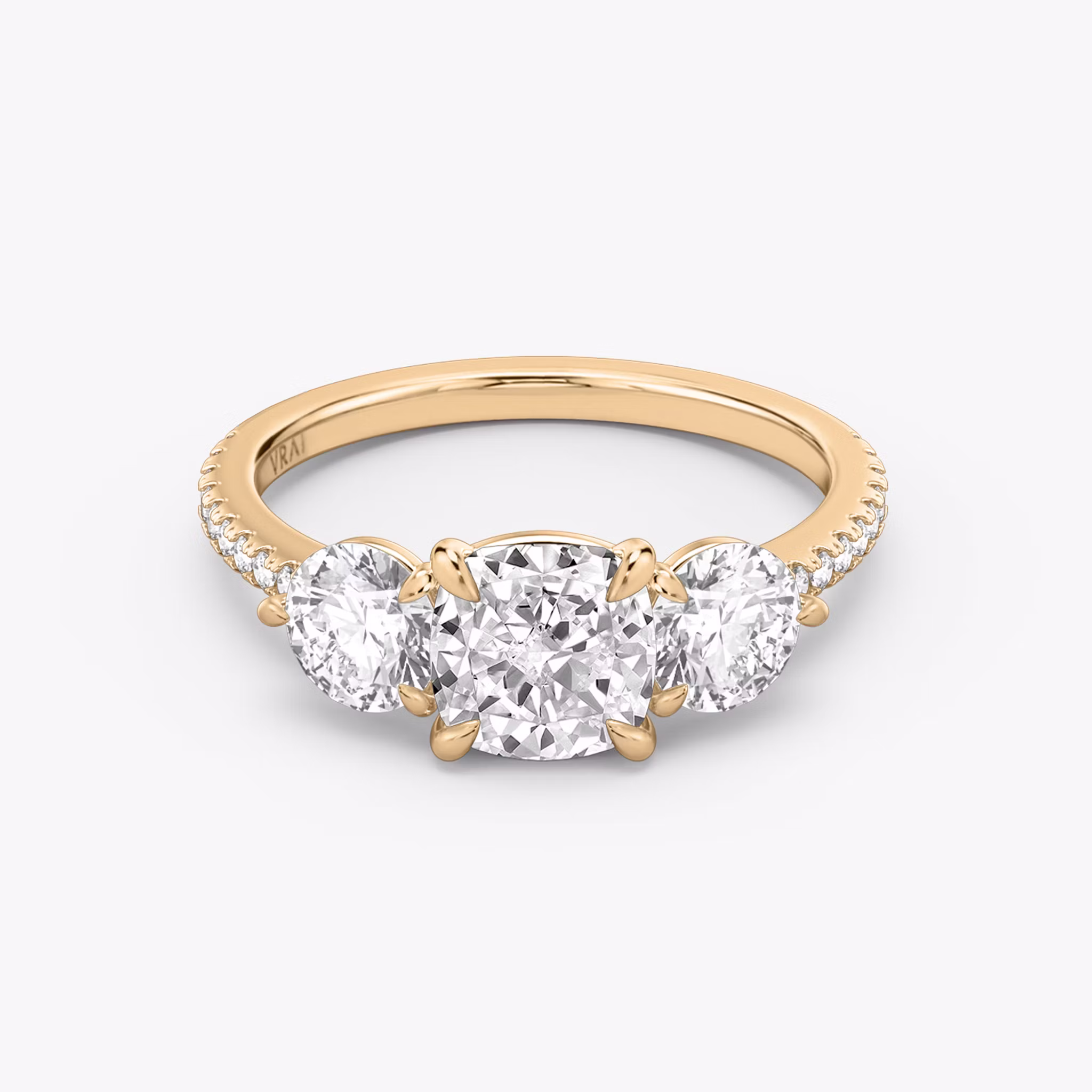 The Three Stone Cushion | Rose Gold