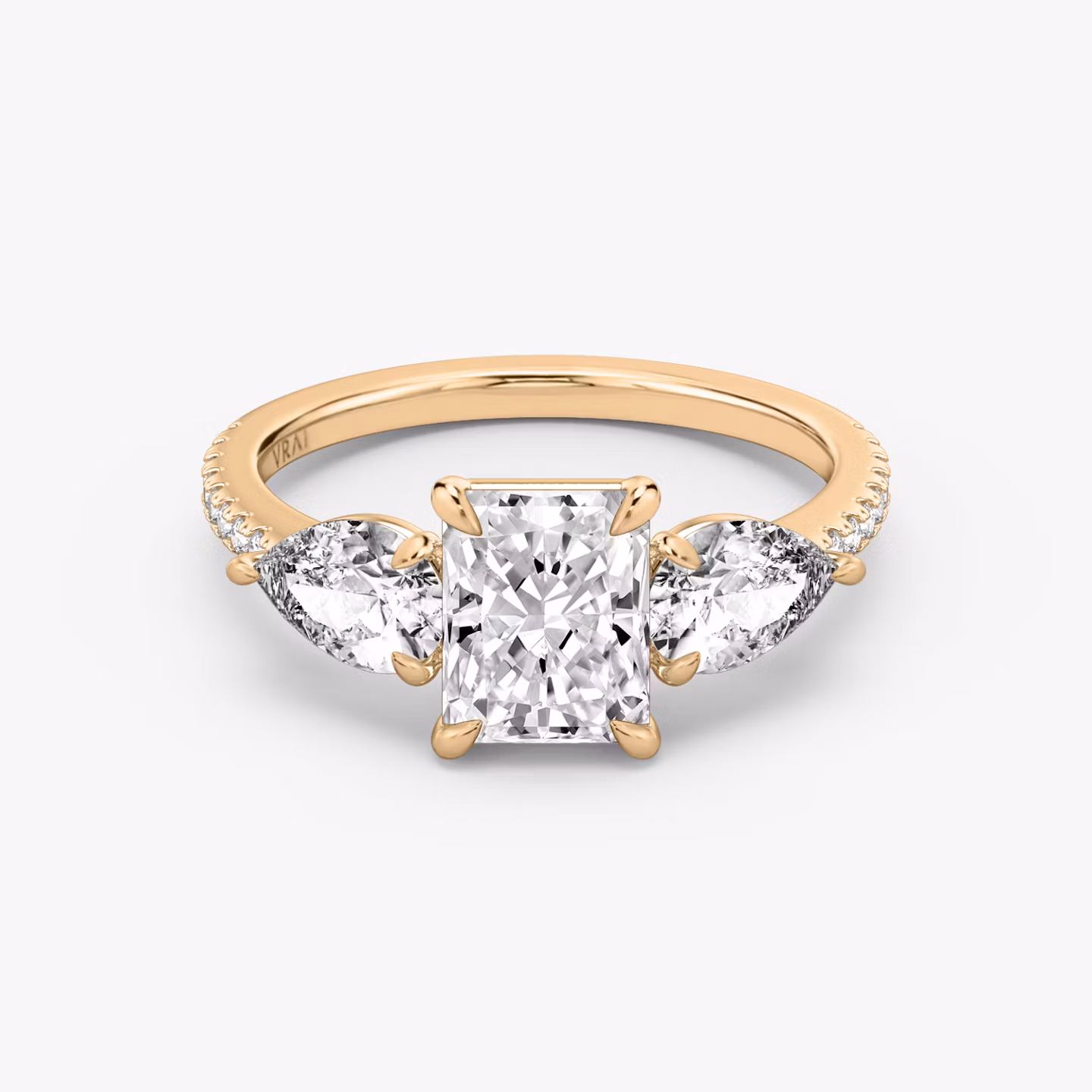 The Three Stone Radiant | Rose Gold
