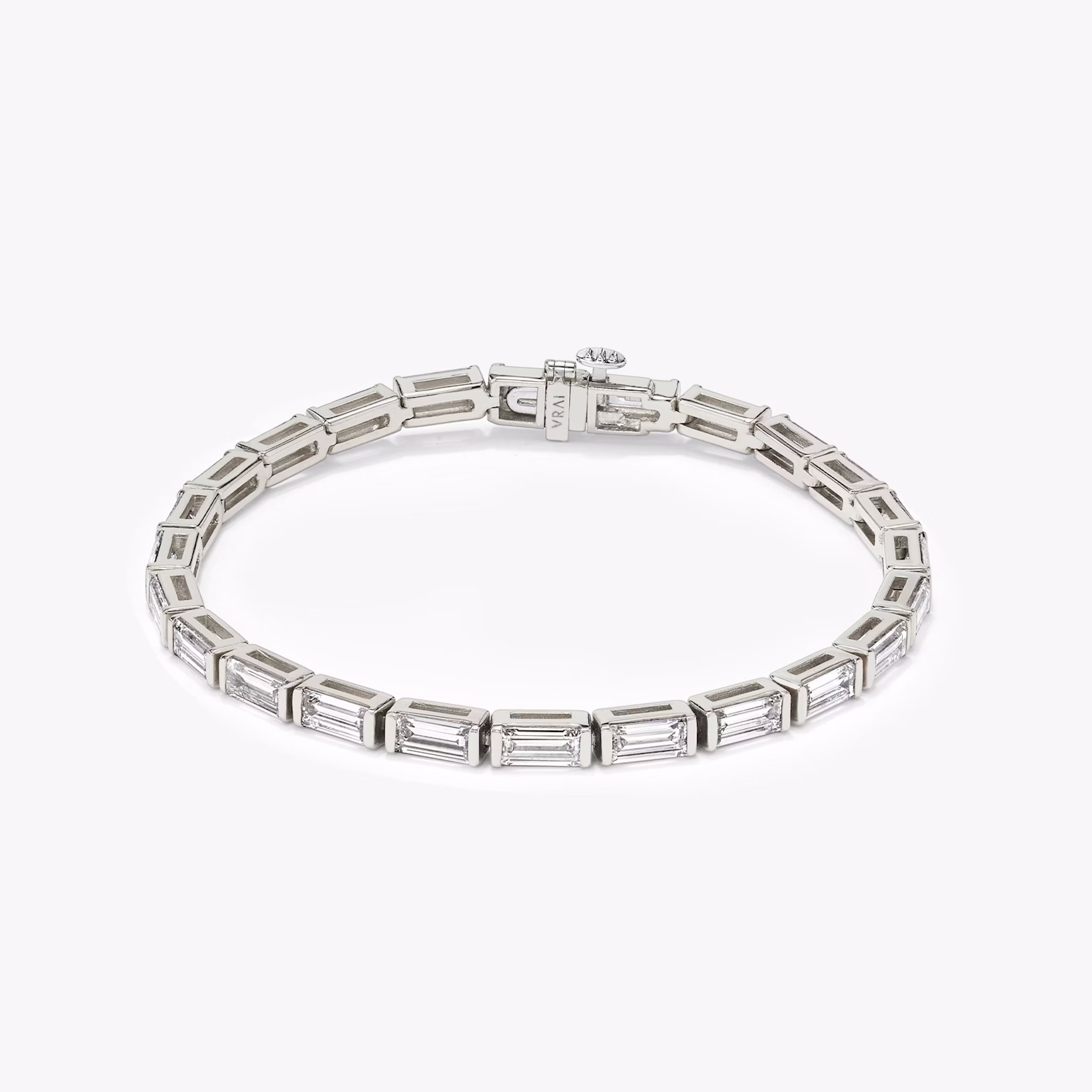 Baguette Tennis Bracelet | Baguette | 14k | White Gold | diamondSize: large | chainLength: 6.5