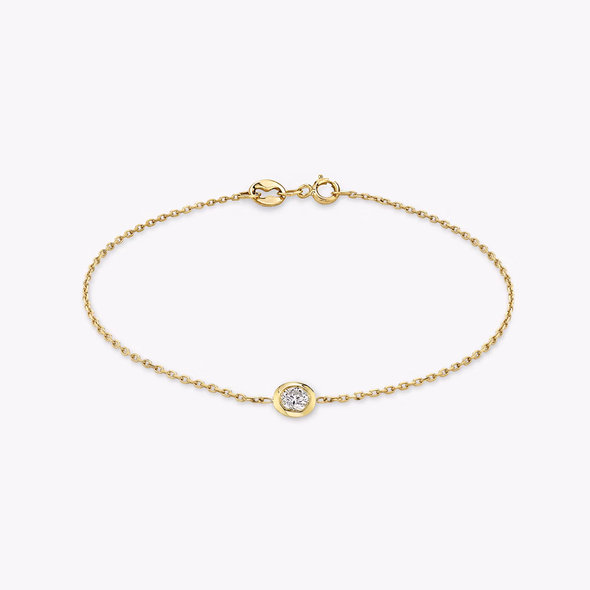 Knife-Edge Bezel Bracelet | Round Brilliant | 14k | Yellow Gold | chainLength: 7