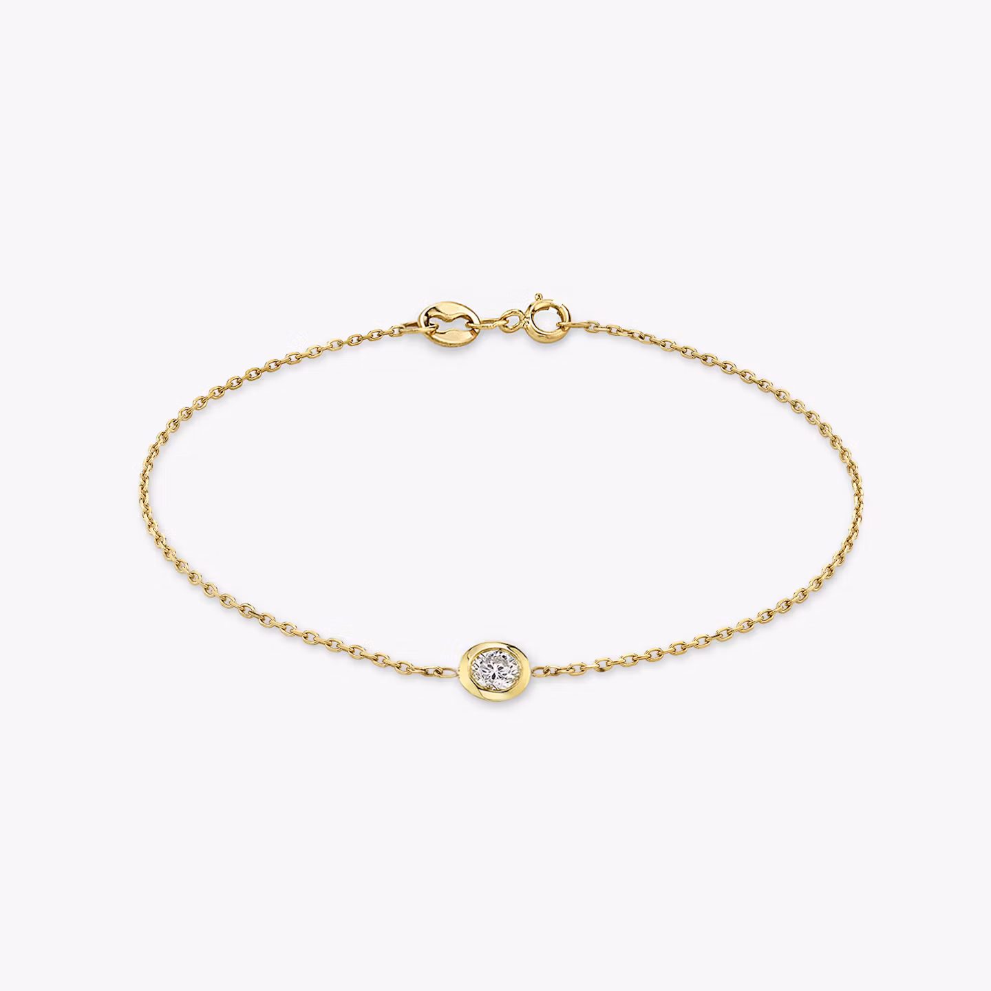 Knife-Edge Bezel Bracelet | Round Brilliant | 14k | Yellow Gold | chainLength: 6.5