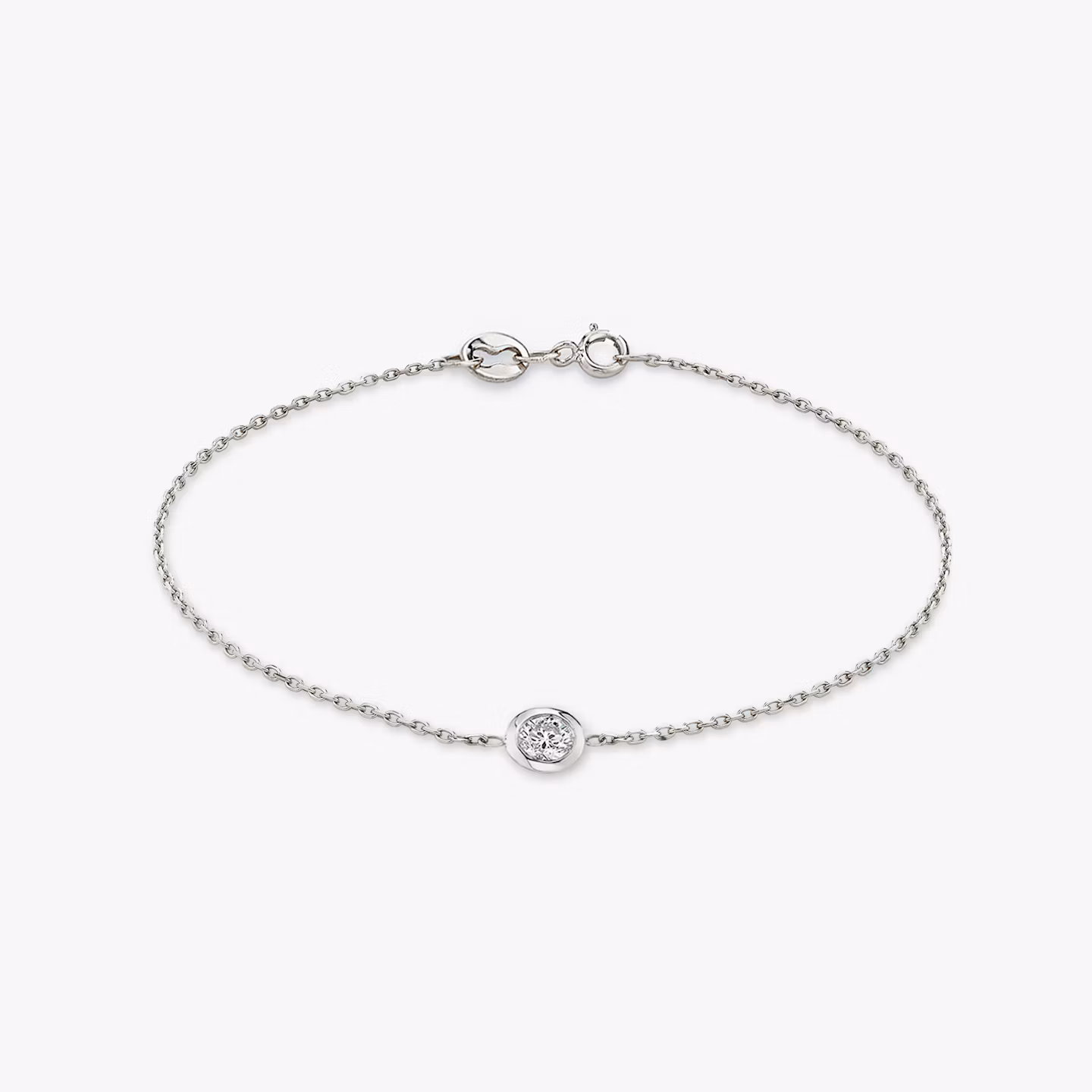 Knife-Edge Bezel Bracelet | Round Brilliant | 14k | White Gold | chainLength: 6.5