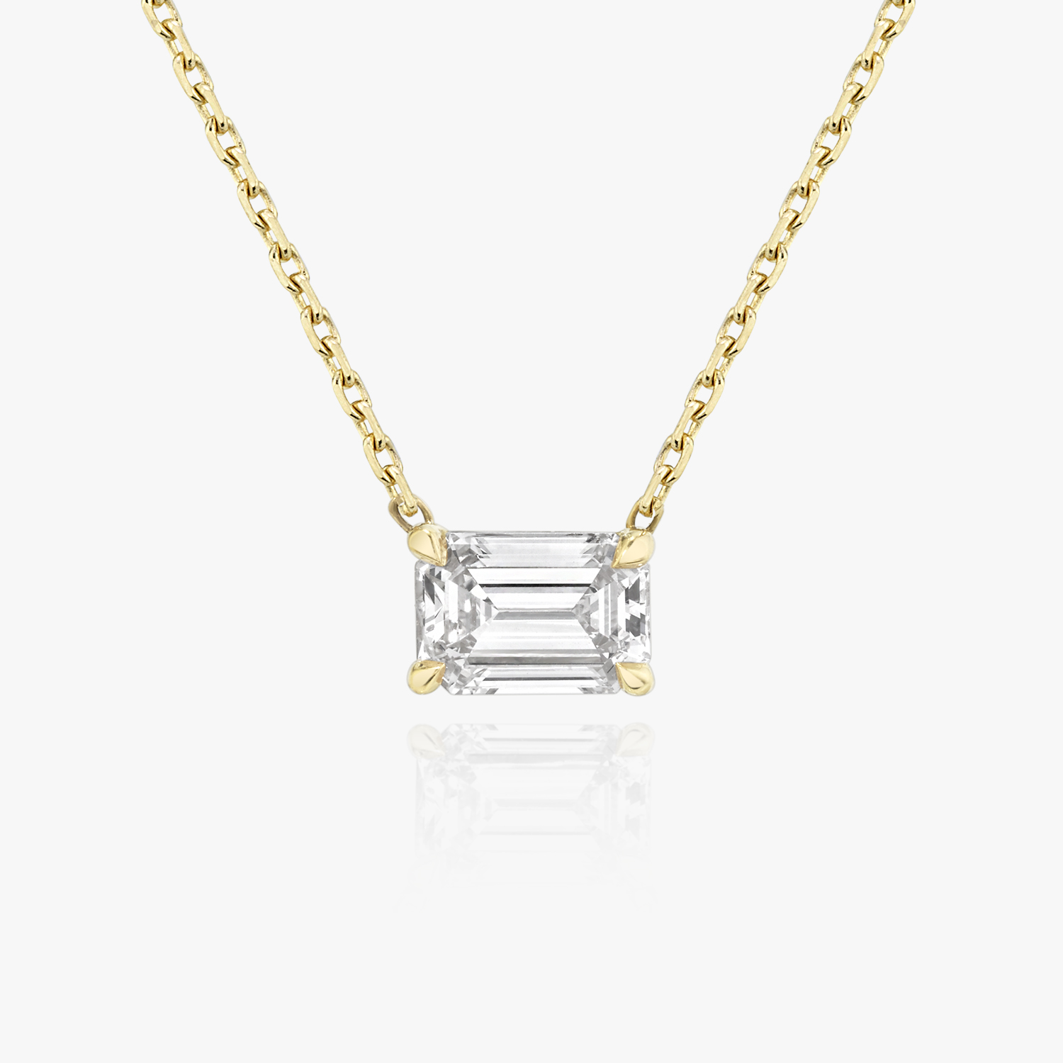 Solitaire Necklace in Yellow Gold | 0.25ct Carat Near-colorless Emerald Cut VRAI Created Diamond