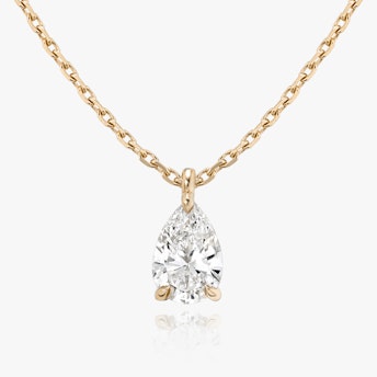The Pear Solitaire Necklace in rose gold.