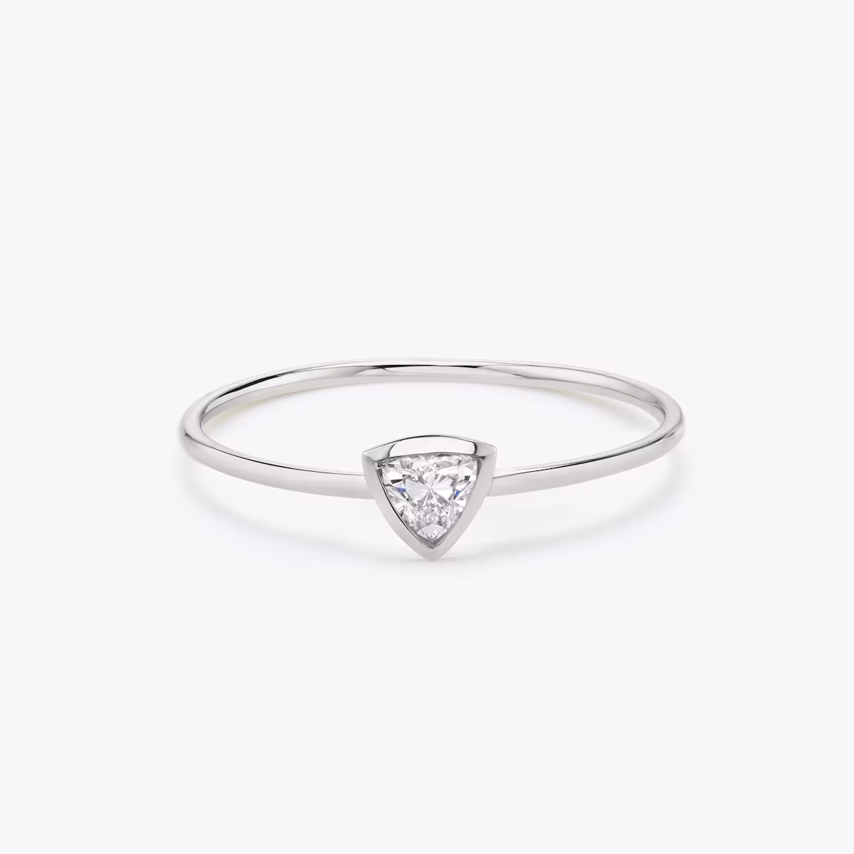 Knife-Edge Bezel Ring | Trillion | 14k | White Gold