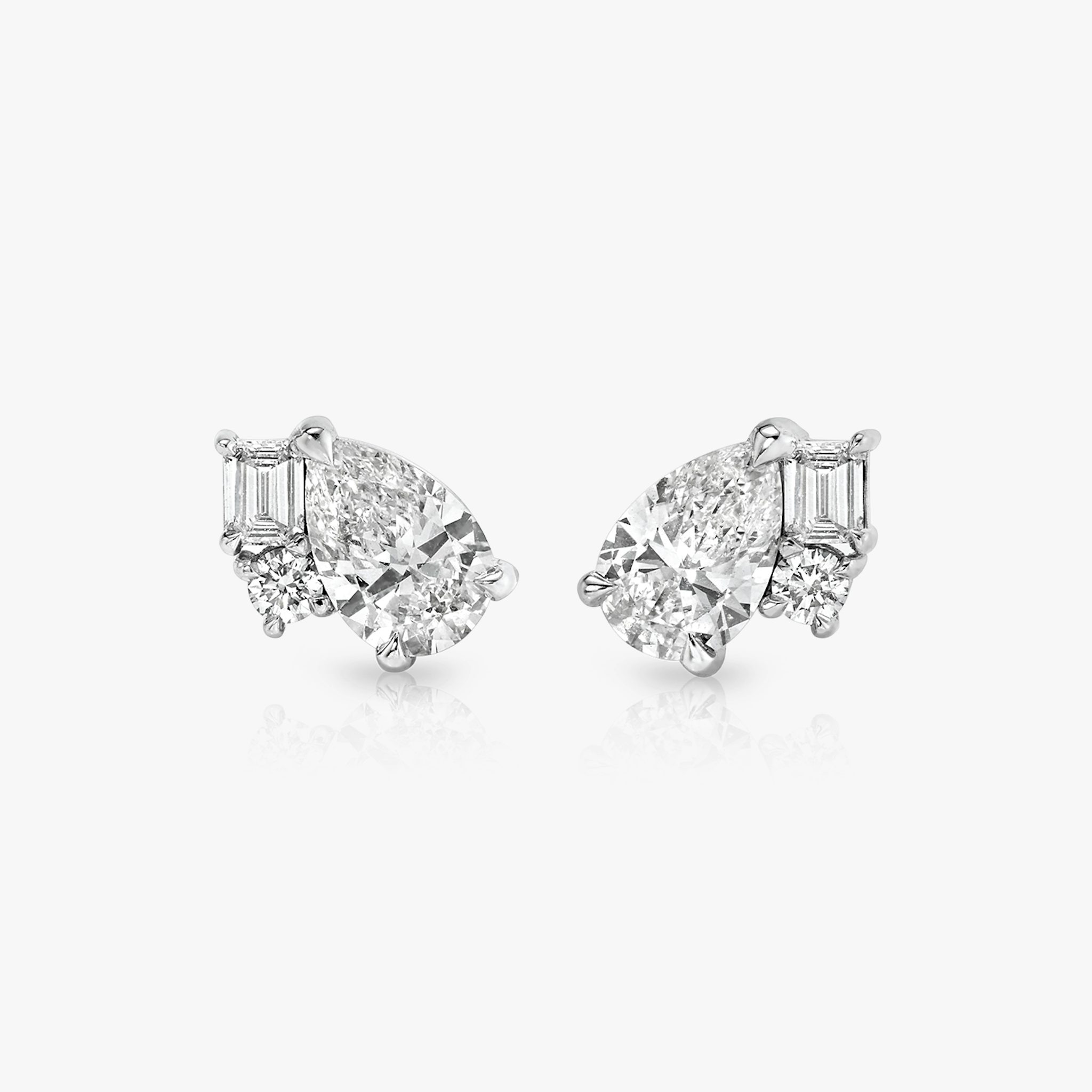 Chateau Stud | pear+emerald | 14k | White Gold