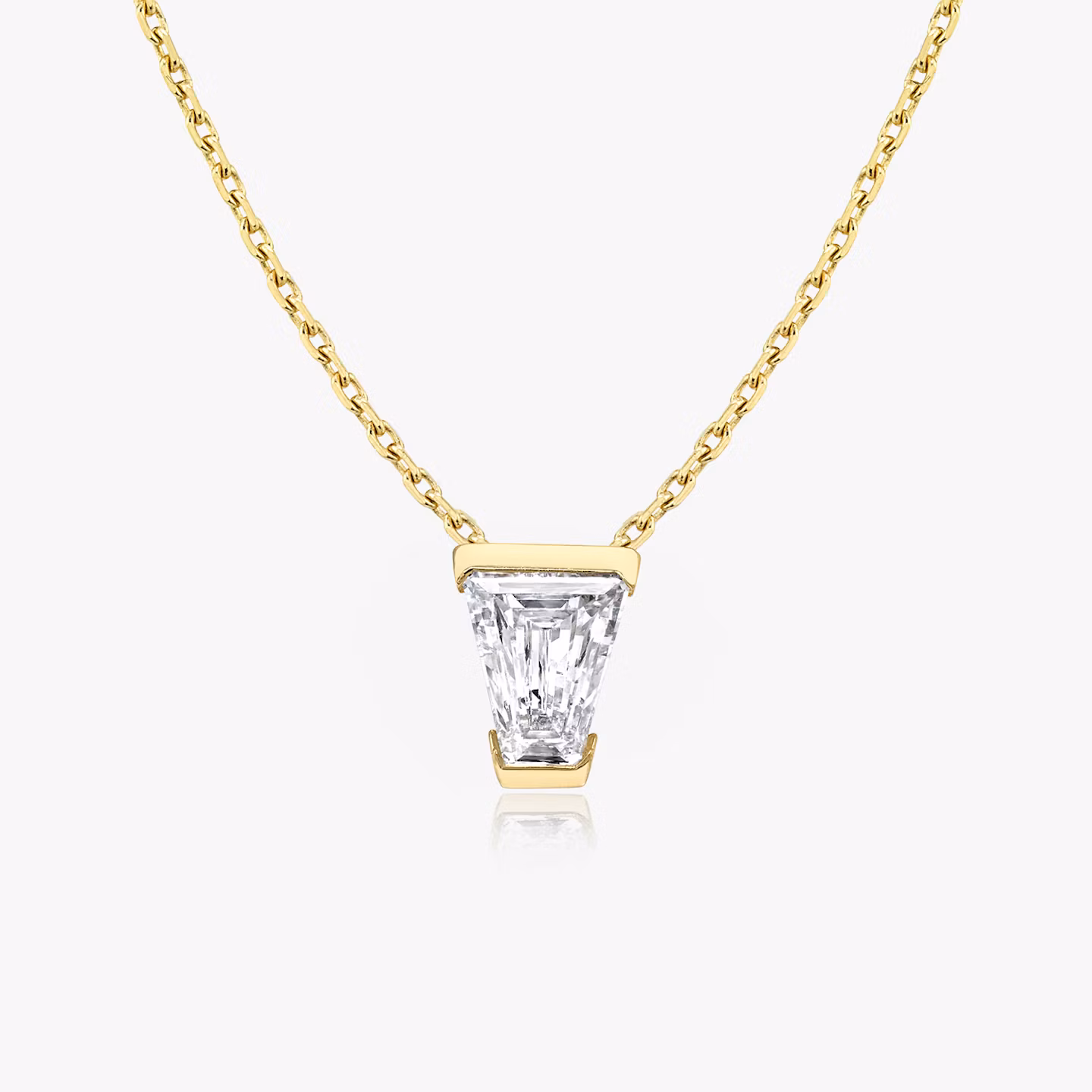 Knife-Edge Semi-Bezel Necklace Keystone | Yellow Gold