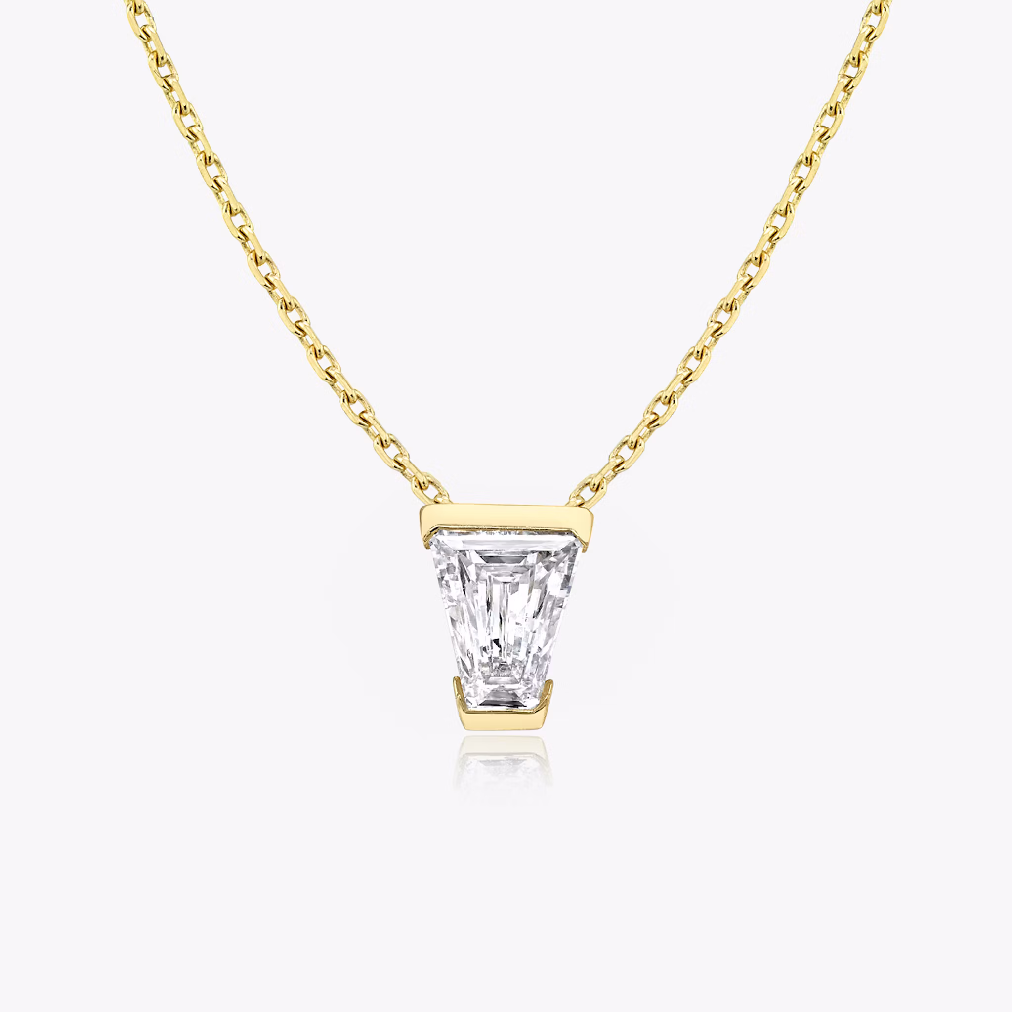 Knife-Edge Semi-Bezel Necklace Keystone | Yellow Gold