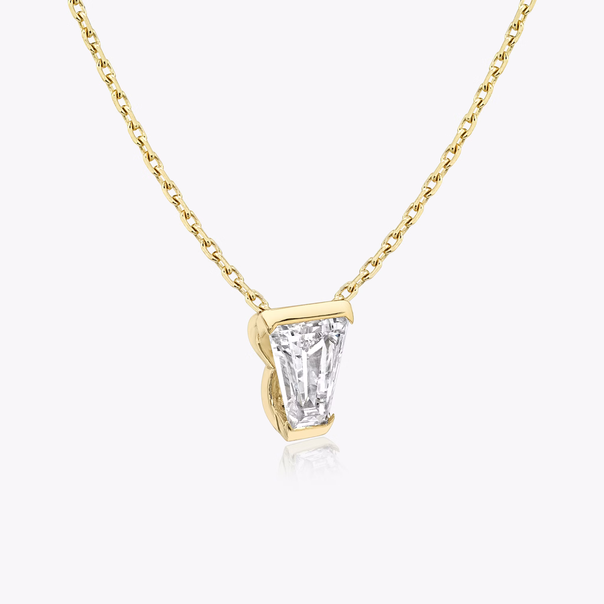 Knife-Edge Semi-Bezel Necklace | Keystone | 14k | Yellow Gold | caratWeight: 0.75ct