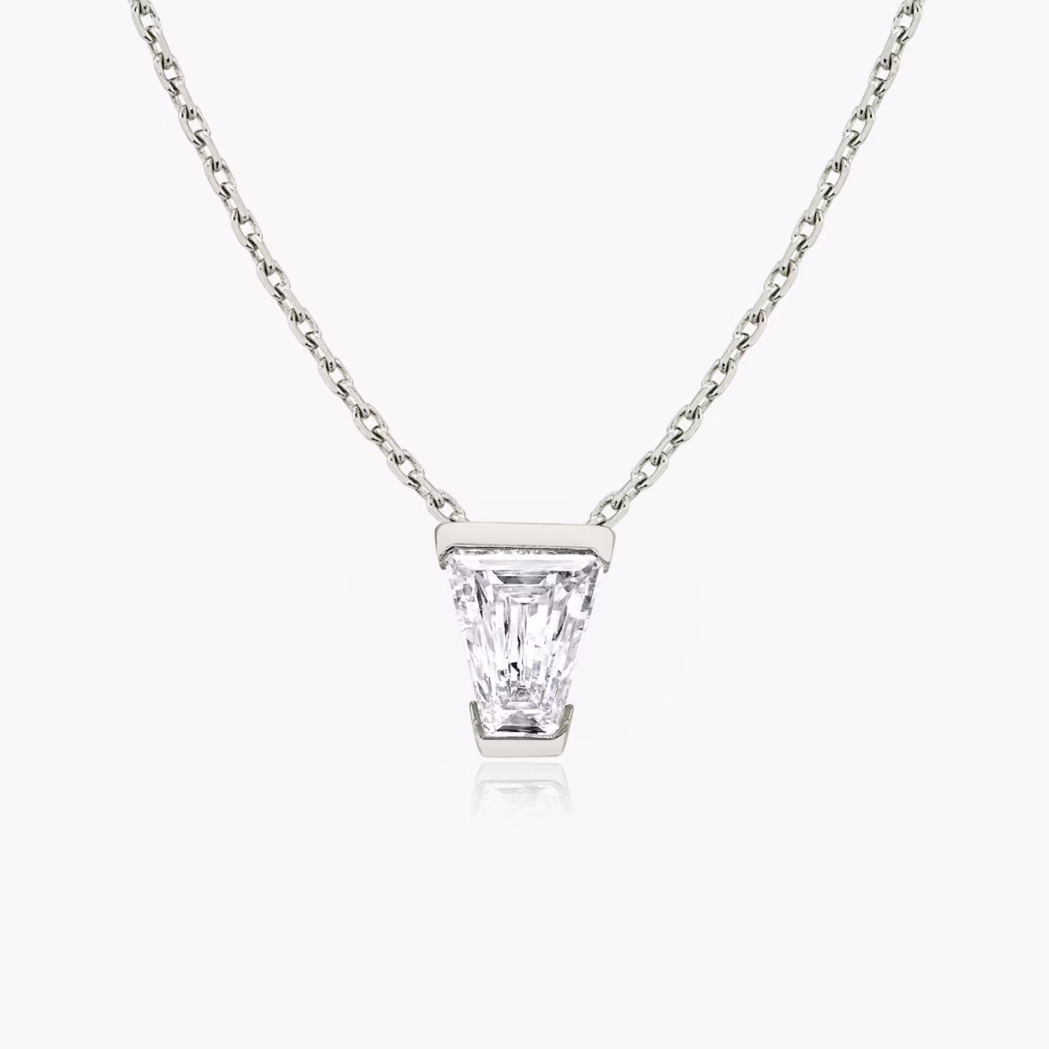 Knife-Edge Semi-Bezel Necklace Keystone | White Gold