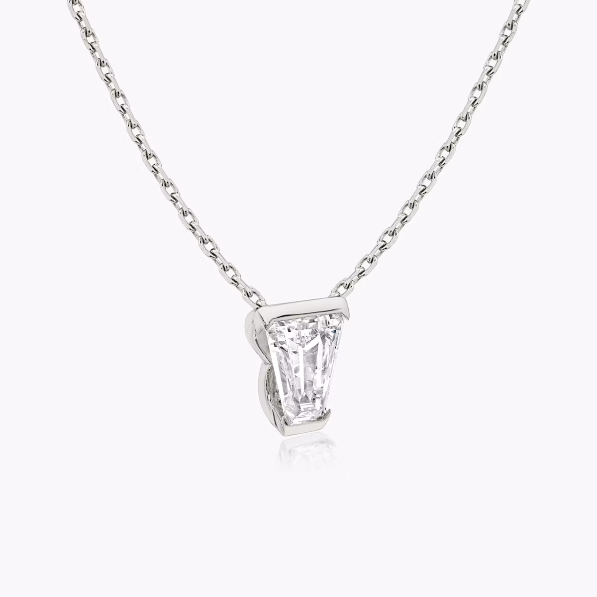 Knife-Edge Semi-Bezel Necklace | Keystone | 14k | White Gold | caratWeight: 0.75ct