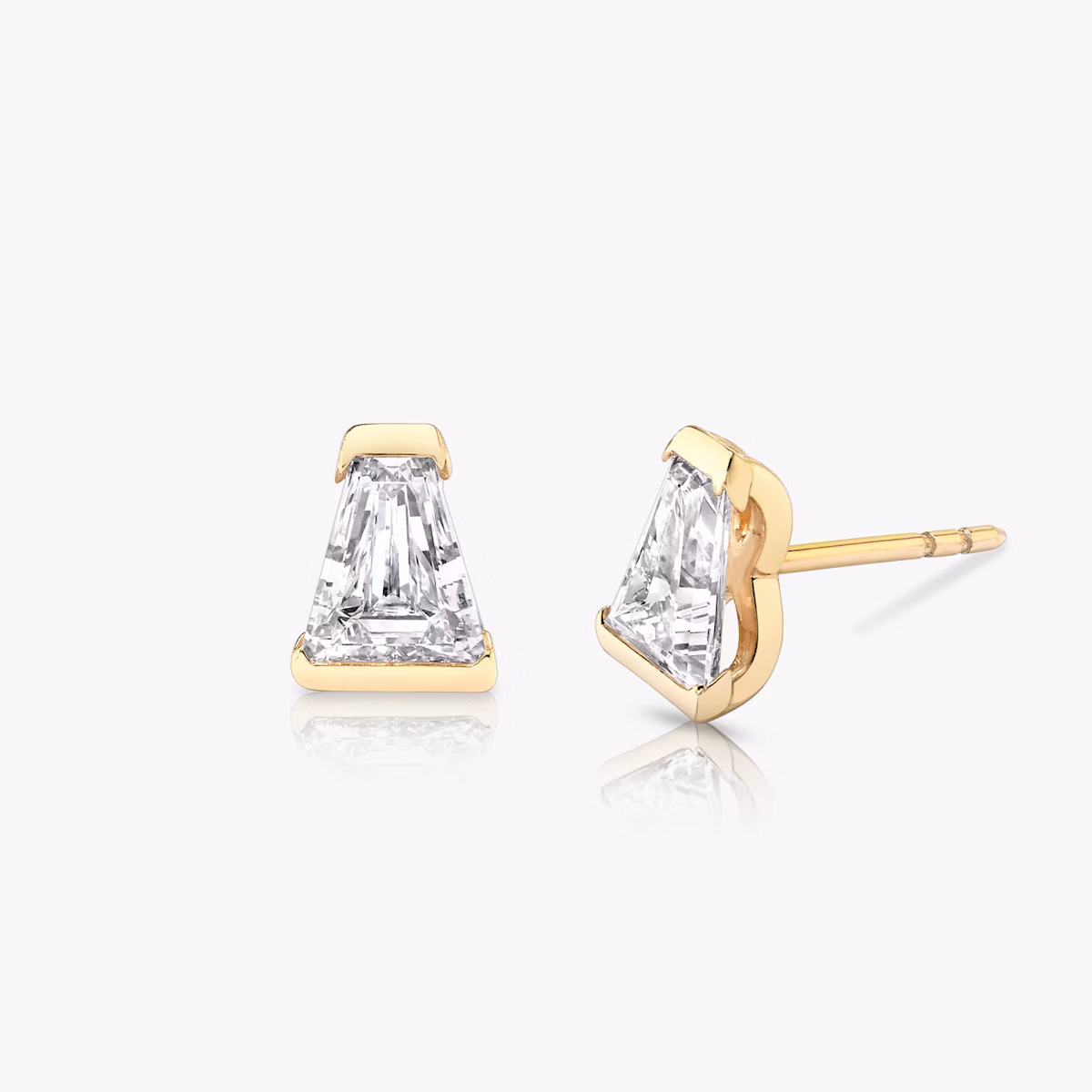 Knife-Edge Semi-Bezel Stud | Keystone | 14k | Yellow Gold | caratWeight: 0.75ct