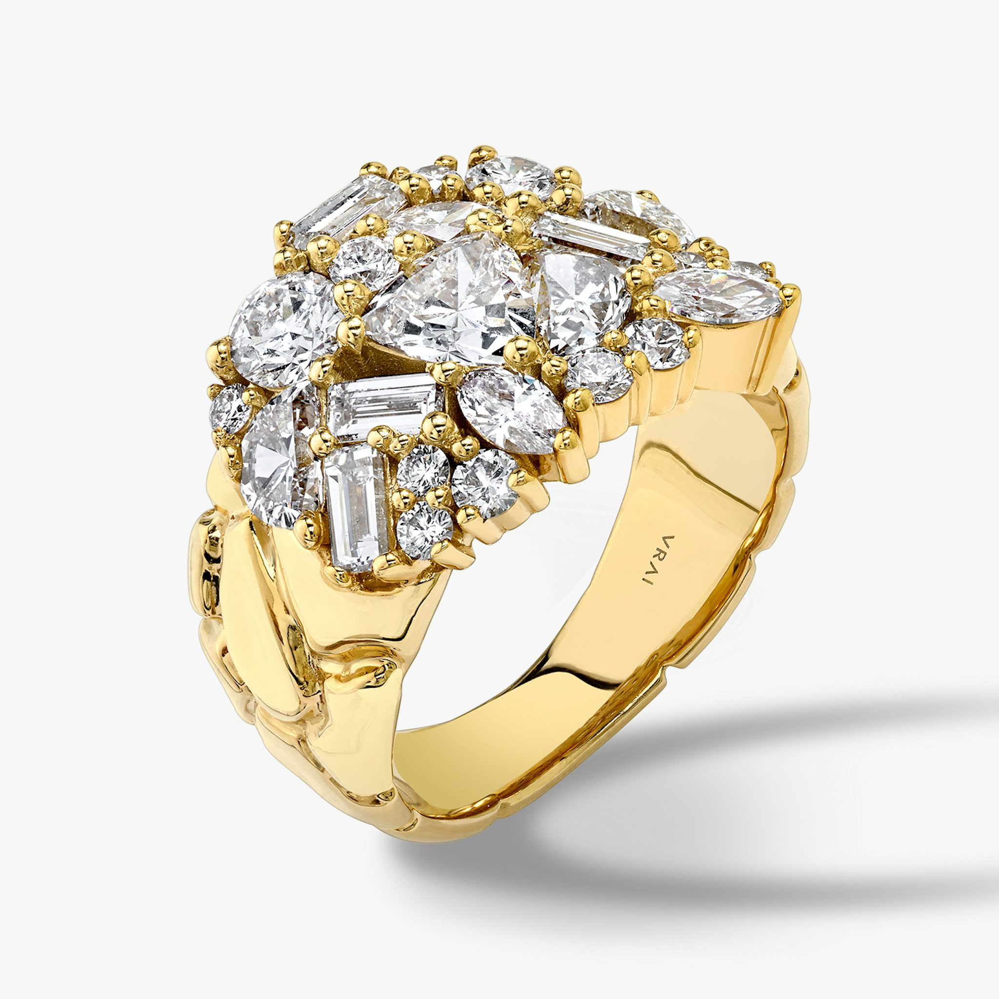 Unity Ring | trillion+half-moon+round-brilliant+marquise+baguette | 14k | Yellow Gold