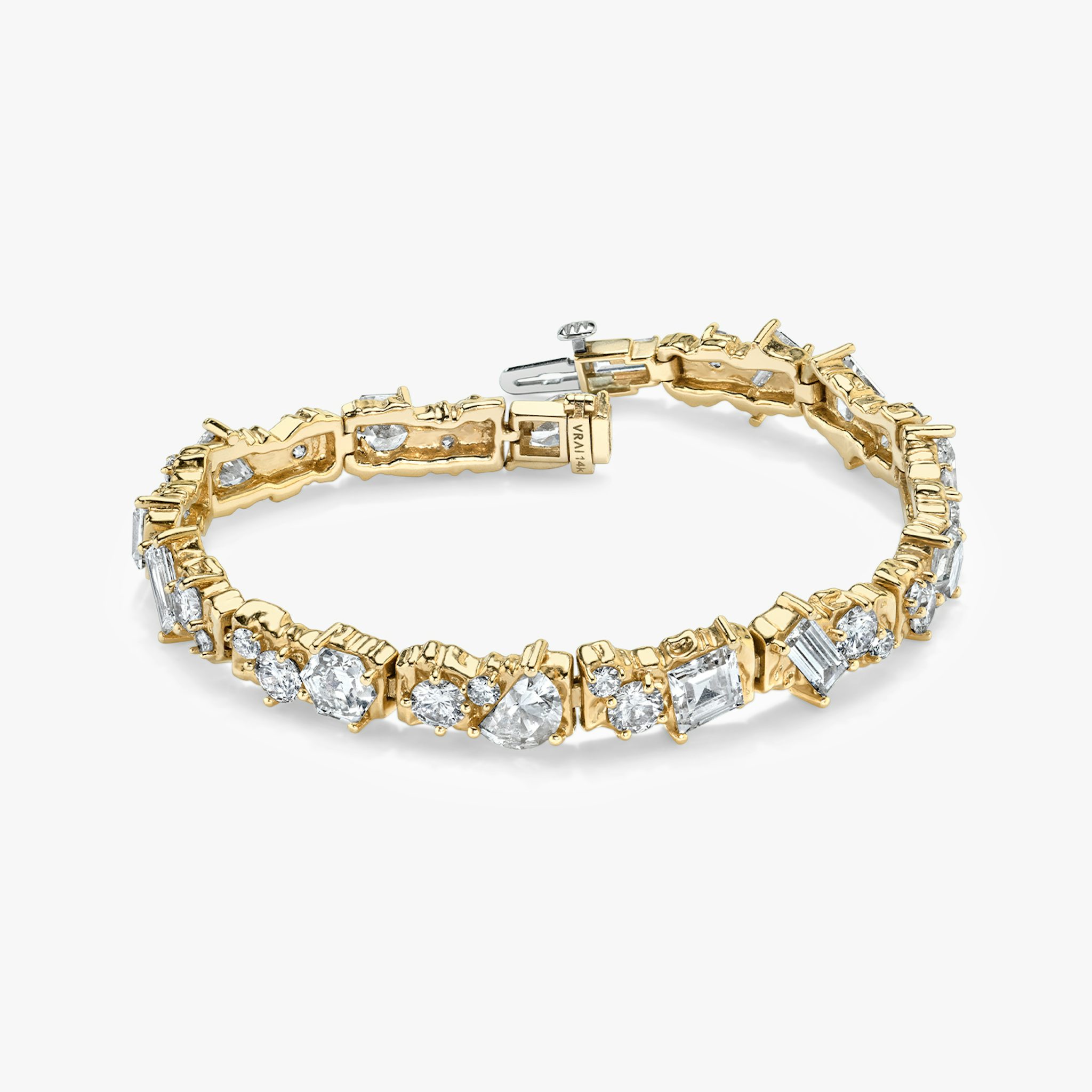 Unity Bracelet | lozenge+half-moon+hexagon+baguette+round-brilliant+marquise | 14k | Yellow Gold | chainLength: 7