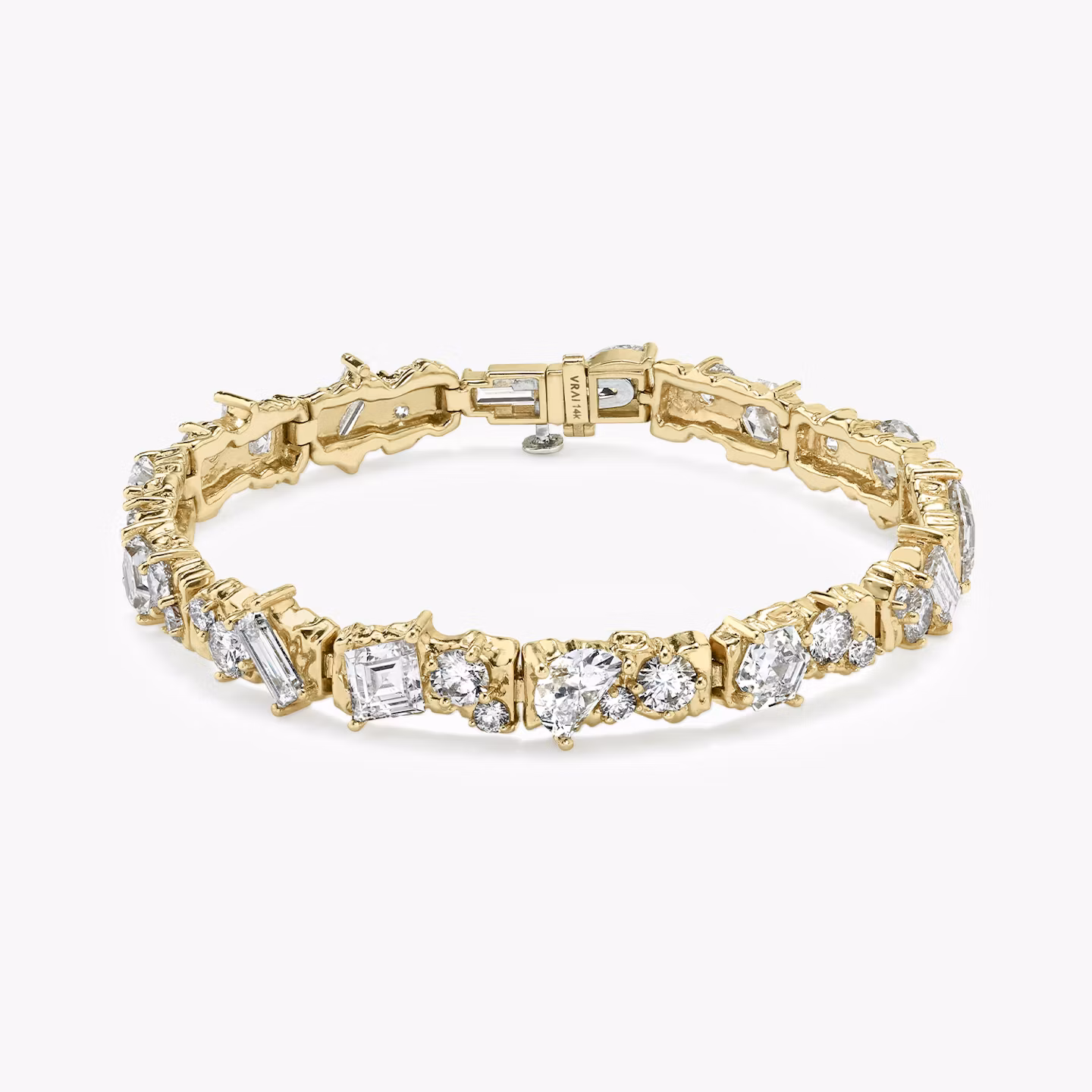 Unity Bracelet | lozenge+half-moon+hexagon+baguette+round-brilliant+marquise | 14k | Yellow Gold | chainLength: 8